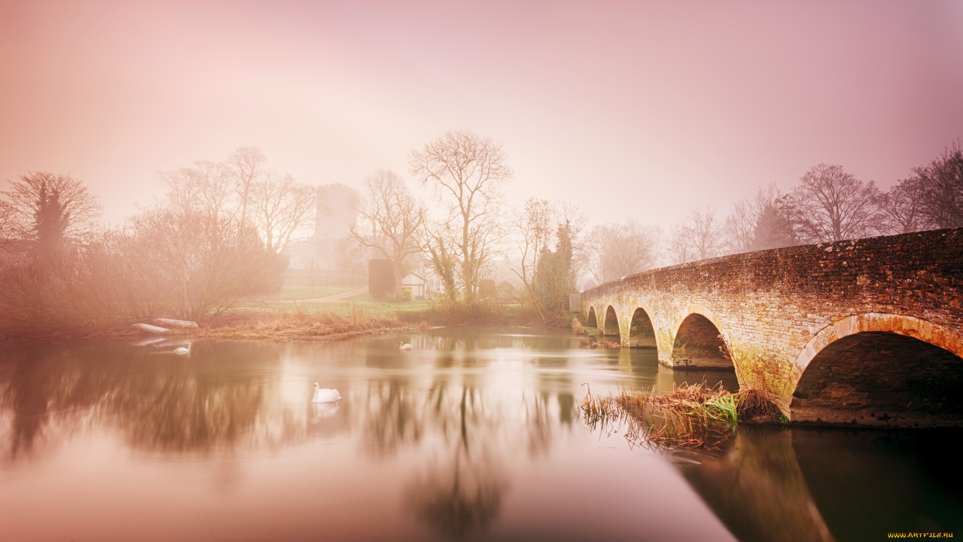 города, -, мосты, мост, туман, река