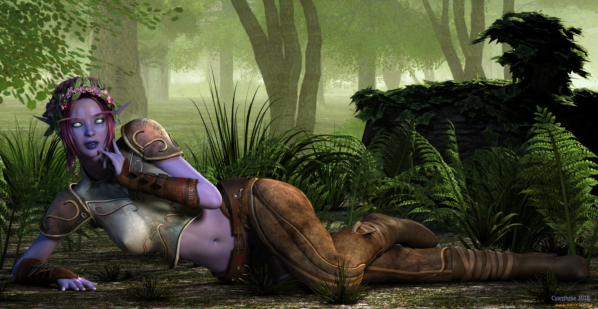 3д, графика, эльфы, , elves, эльфийка, фон, взгляд