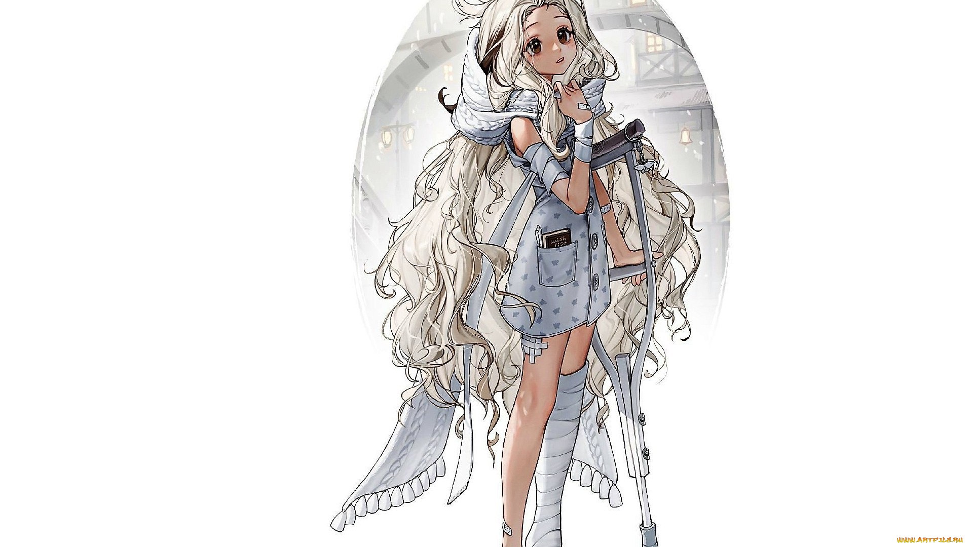 аниме, unknown, , другое, , девочка, костыль