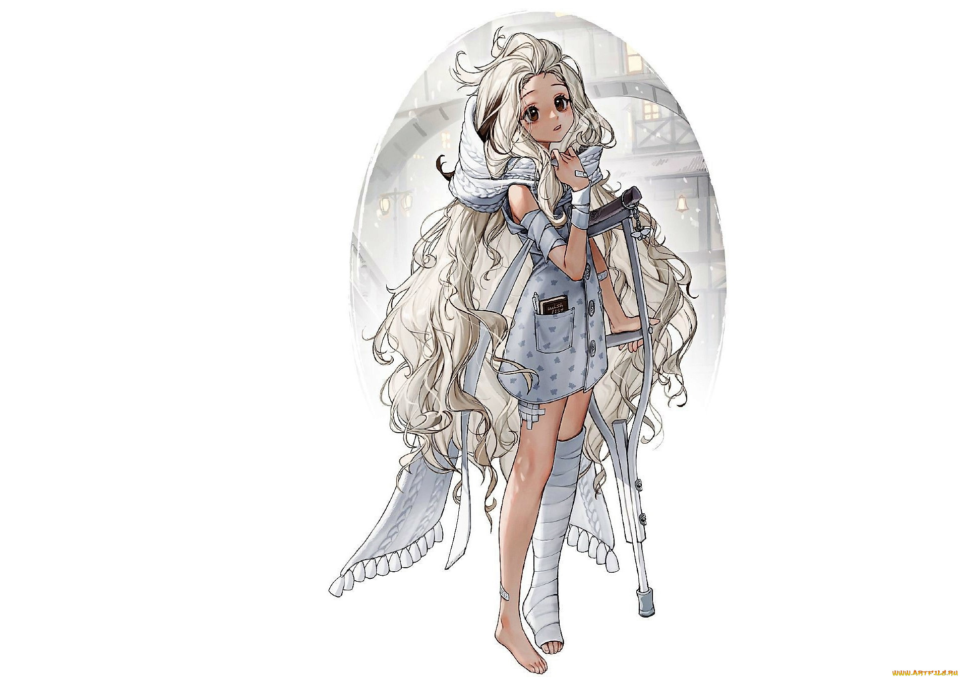 аниме, unknown, , другое, , девочка, костыль