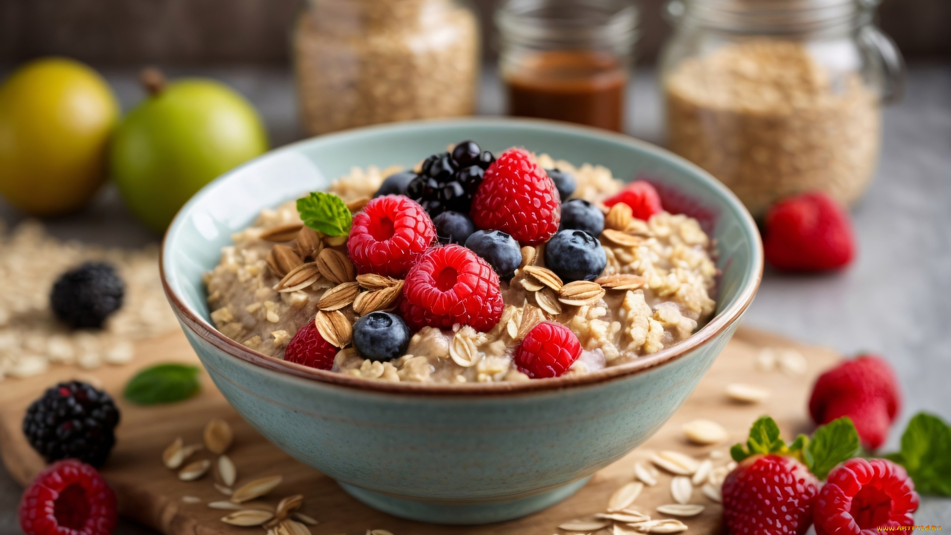 3д, графика, еда-, food, овсянка