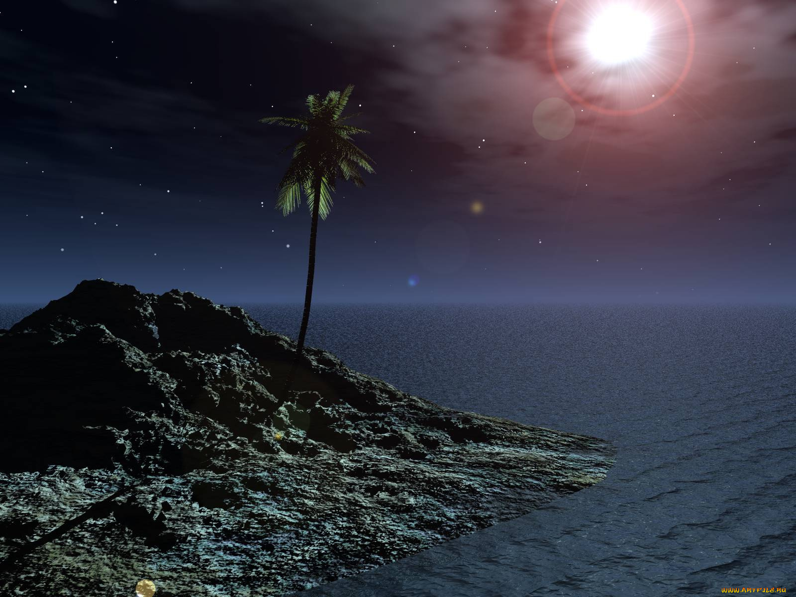 3д, графика, nature, landscape, природа, пальма, море