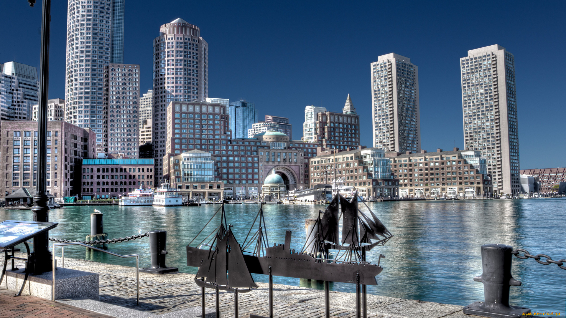 бостон, сша, города, улицы, площади, набережные, причал, небоскрёбы, здания, гавань, boston