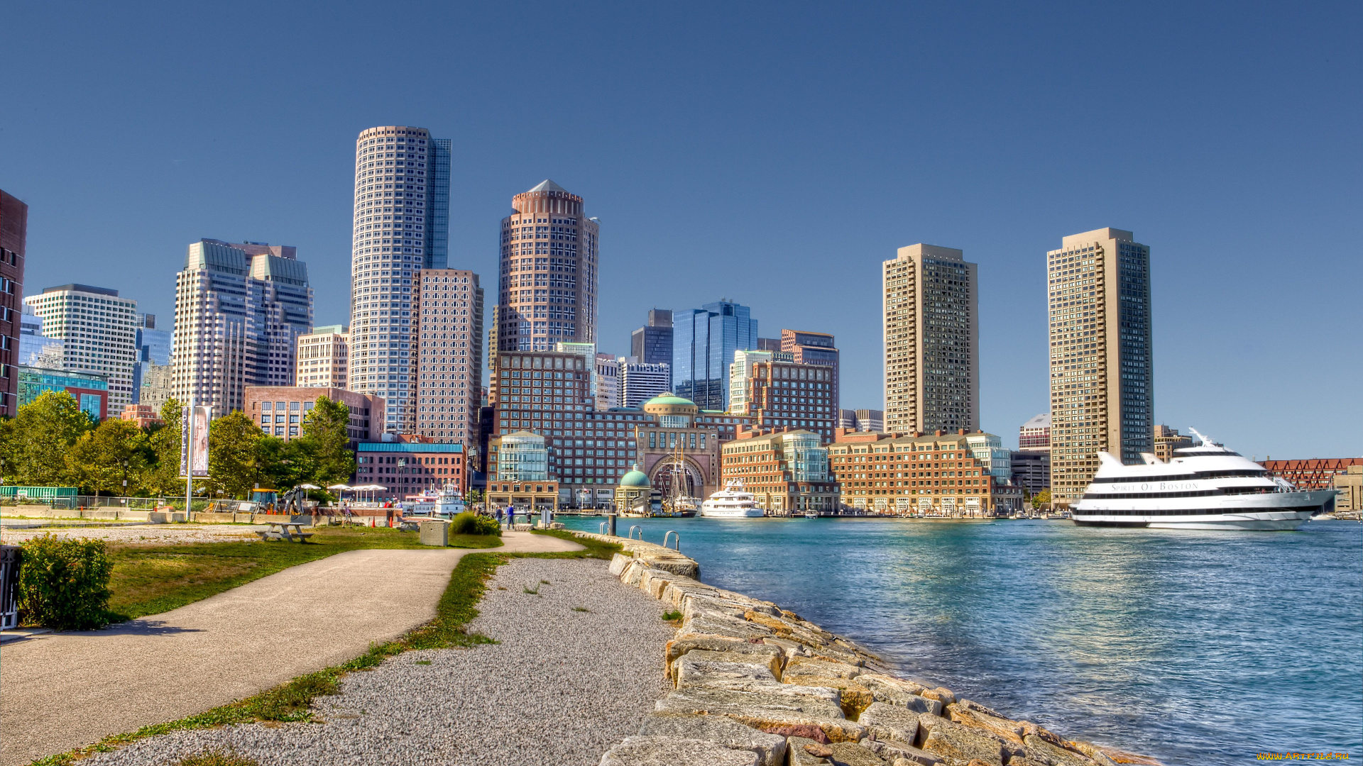 бостон, сша, города, здания, дома, boston, гавань, небоскрёбы, причал, набережная, яхты