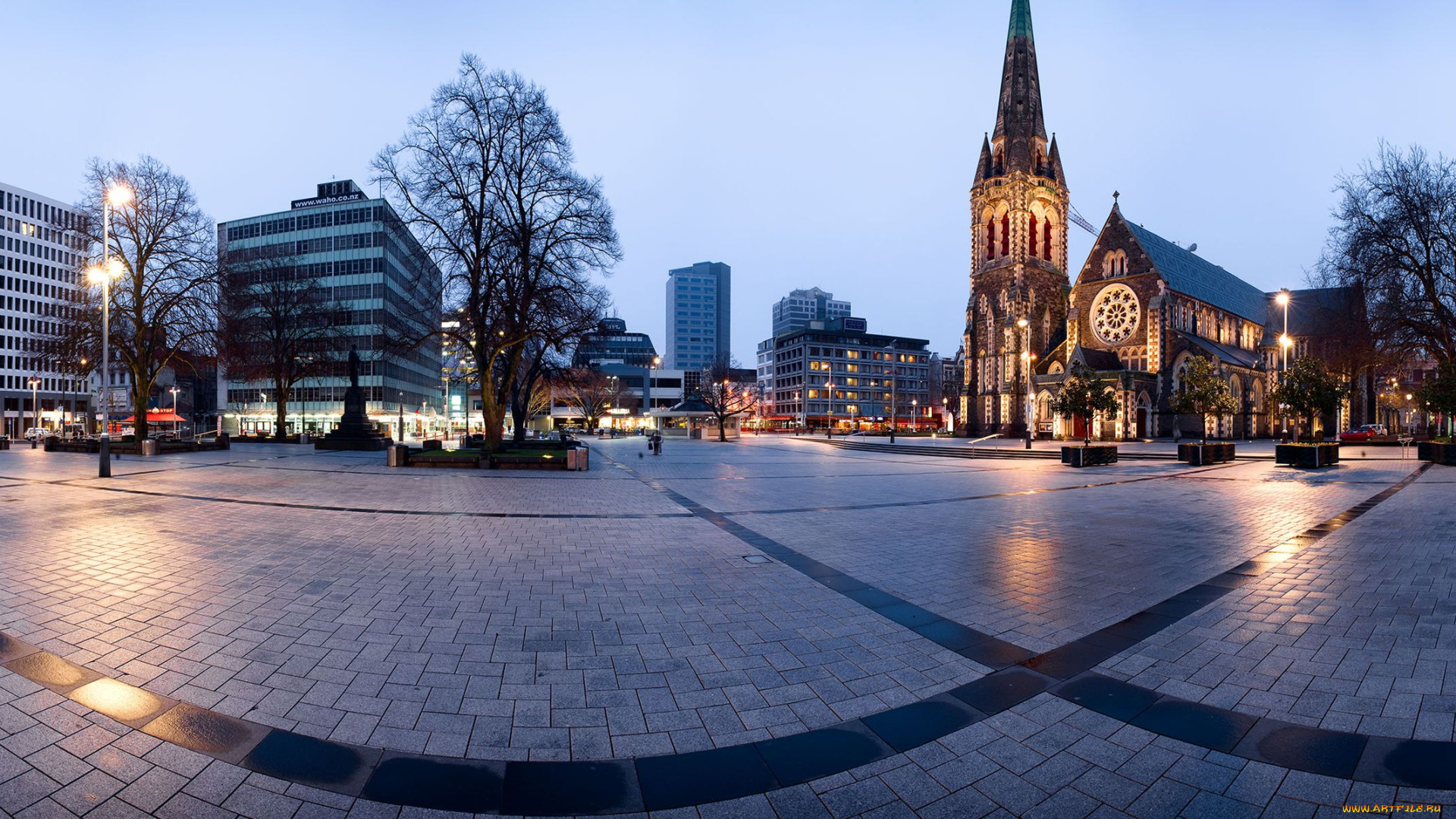christchurch, new, zealand, города, улицы, площади, набережные, костёл, площадь, новая, зеландия, здания, панорама