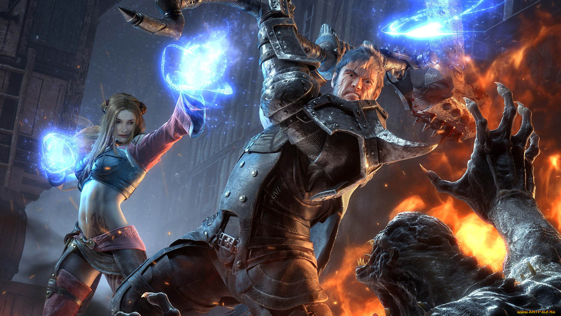 knights, contract, видео, игры, схватка, девушка, мужик, магия, монстр