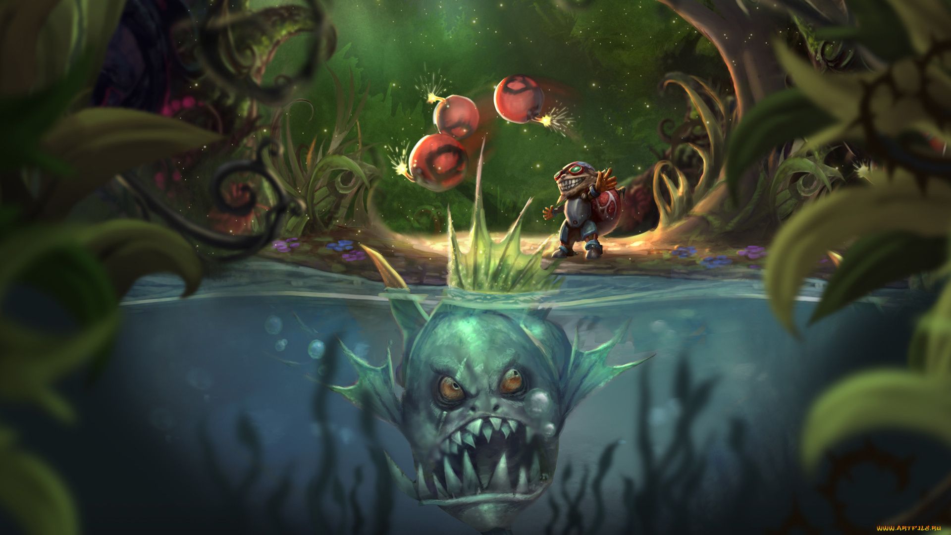 league, of, legends, видео, игры, существа, черепаха, рыба, вода, ziggs