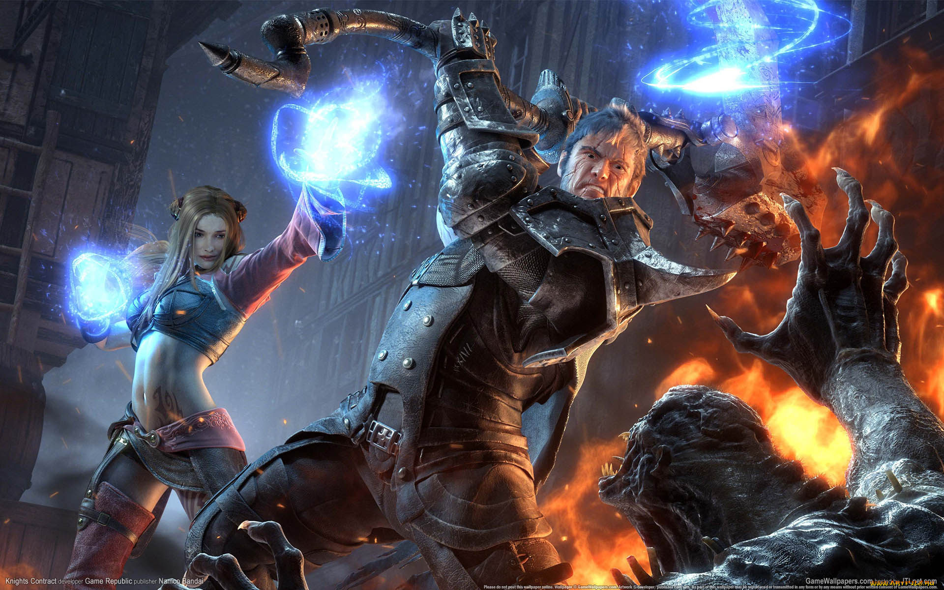 knights, contract, видео, игры, схватка, девушка, мужик, магия, монстр