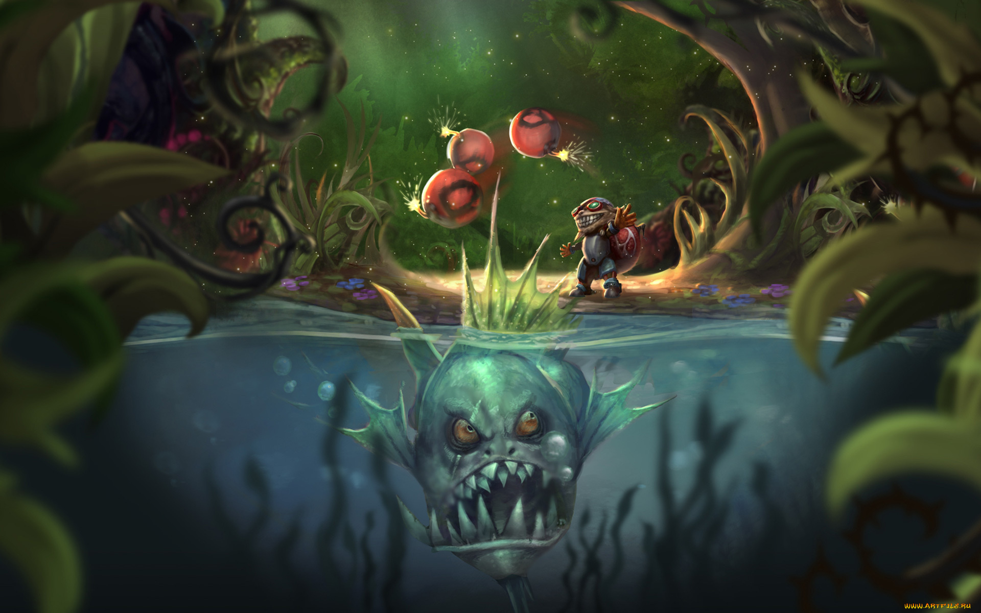 league, of, legends, видео, игры, существа, черепаха, рыба, вода, ziggs