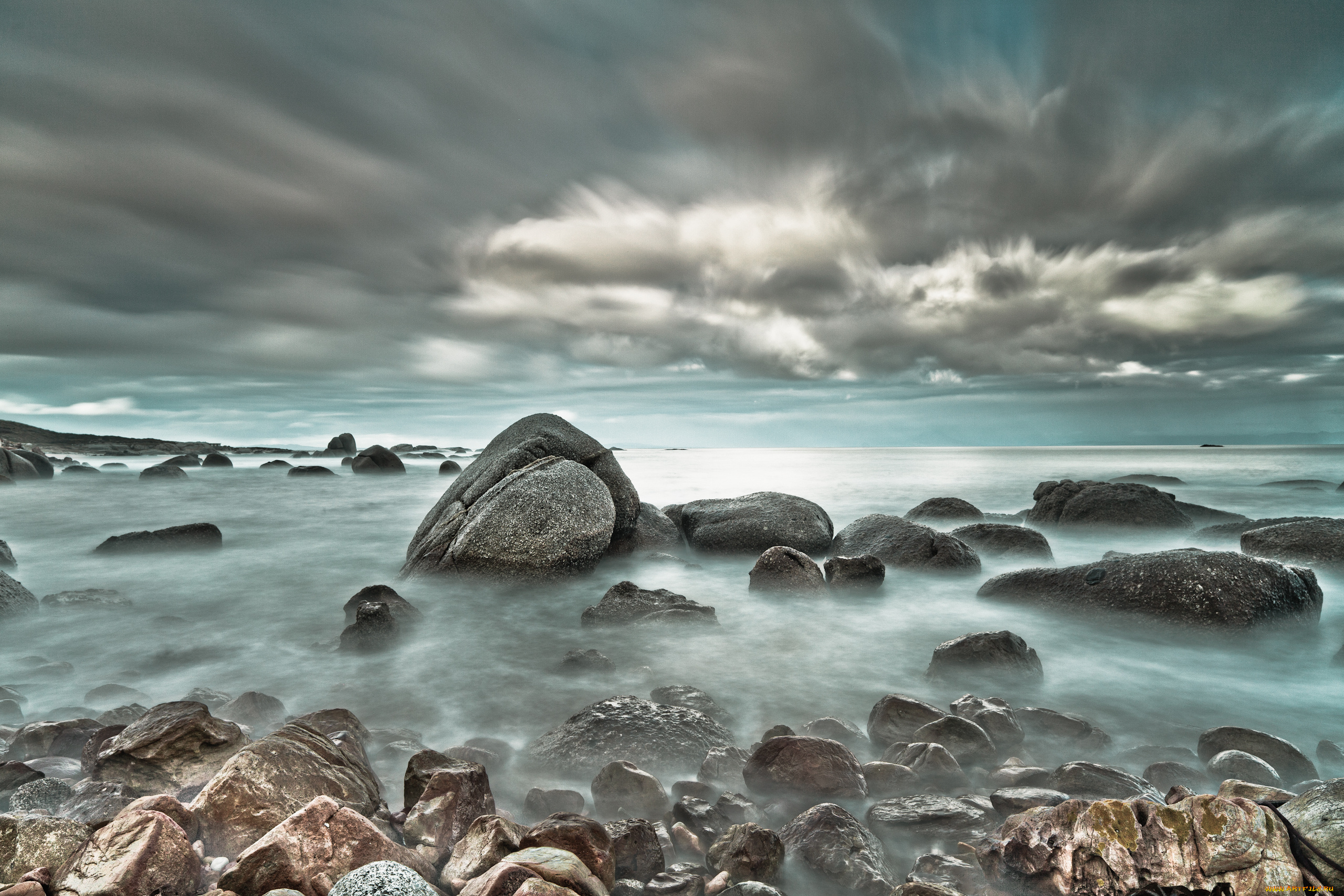 природа, побережье, камни, море