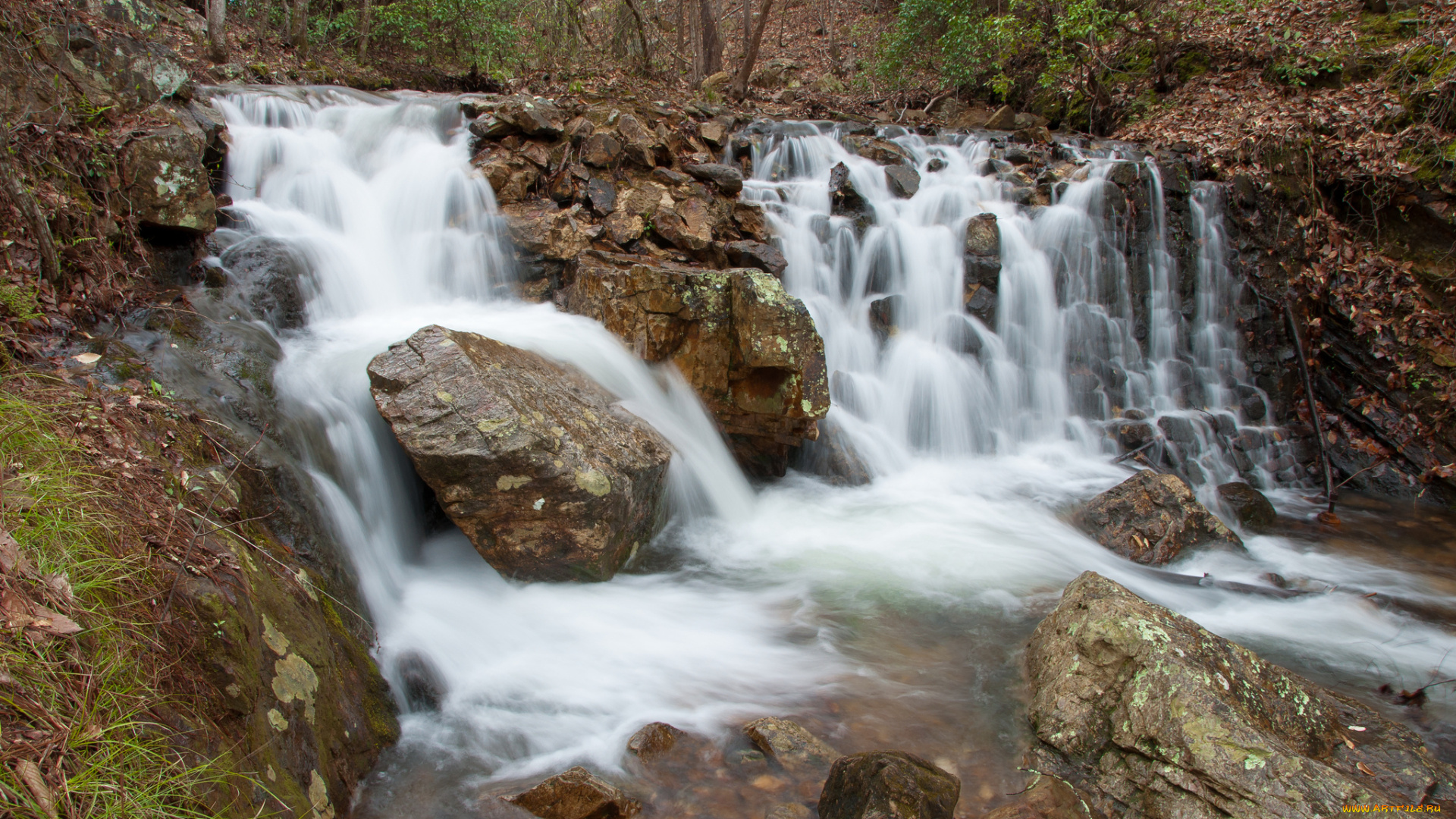 bains, gap, falls, alabama, природа, водопады, камни, лес