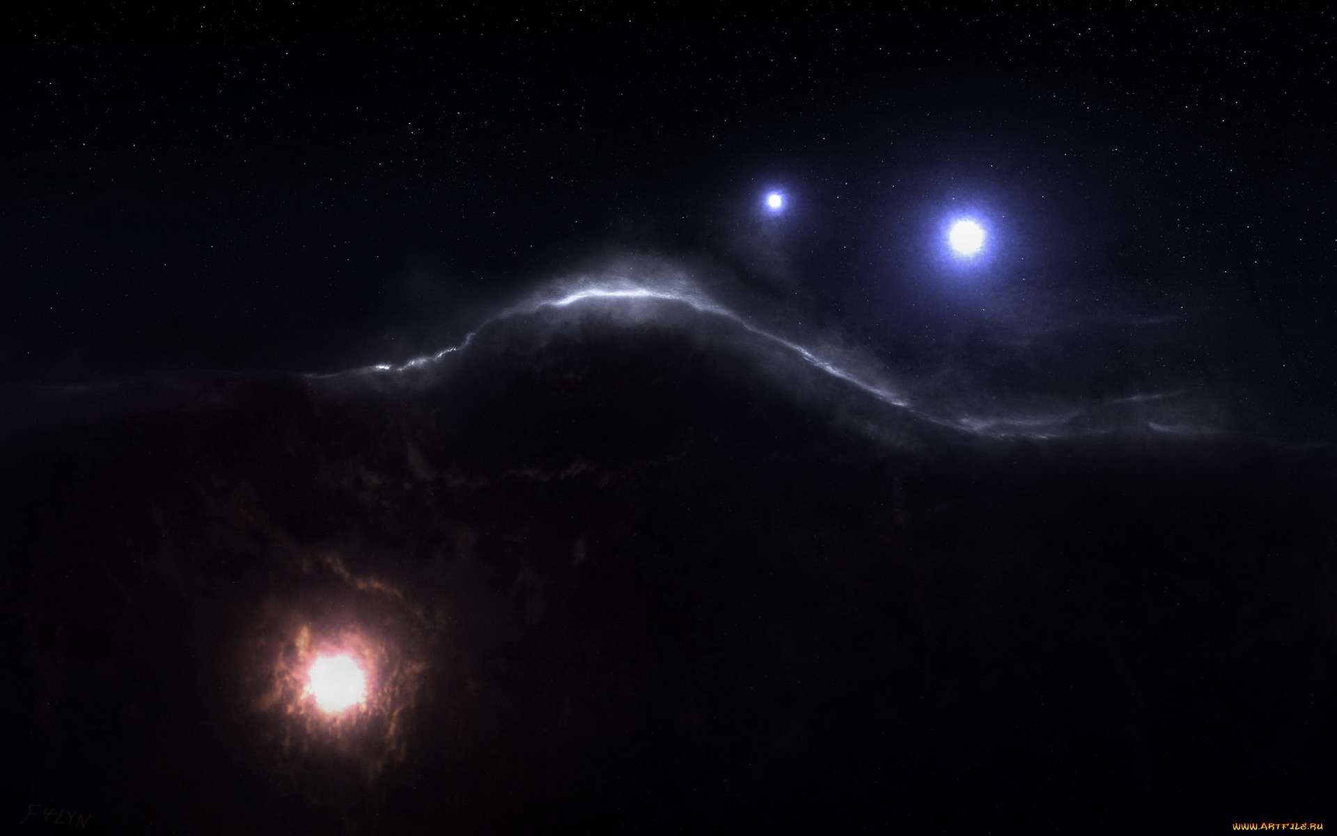 космос, арт, звезды, планеты