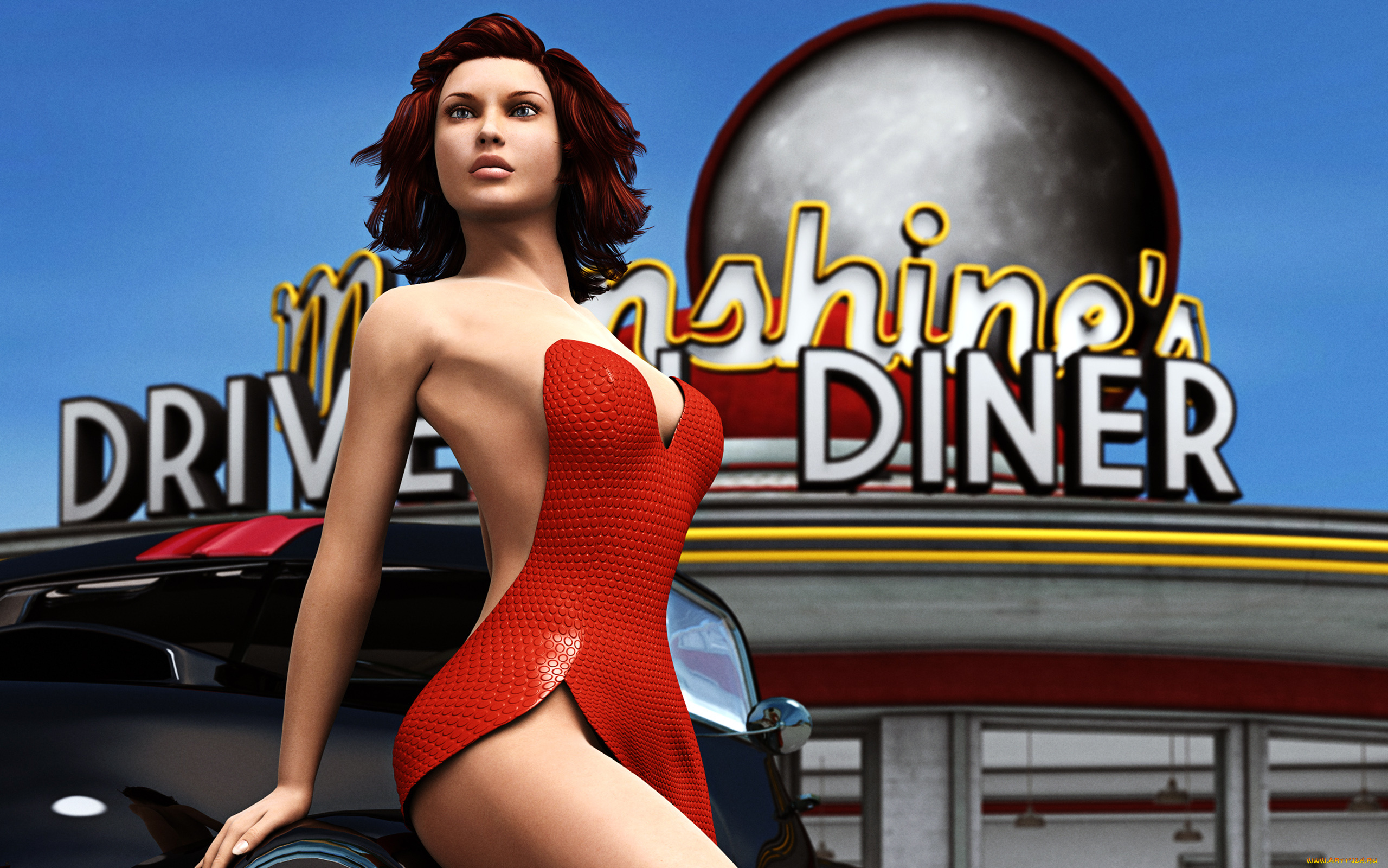 3д, графика, people, люди, прическа, авто