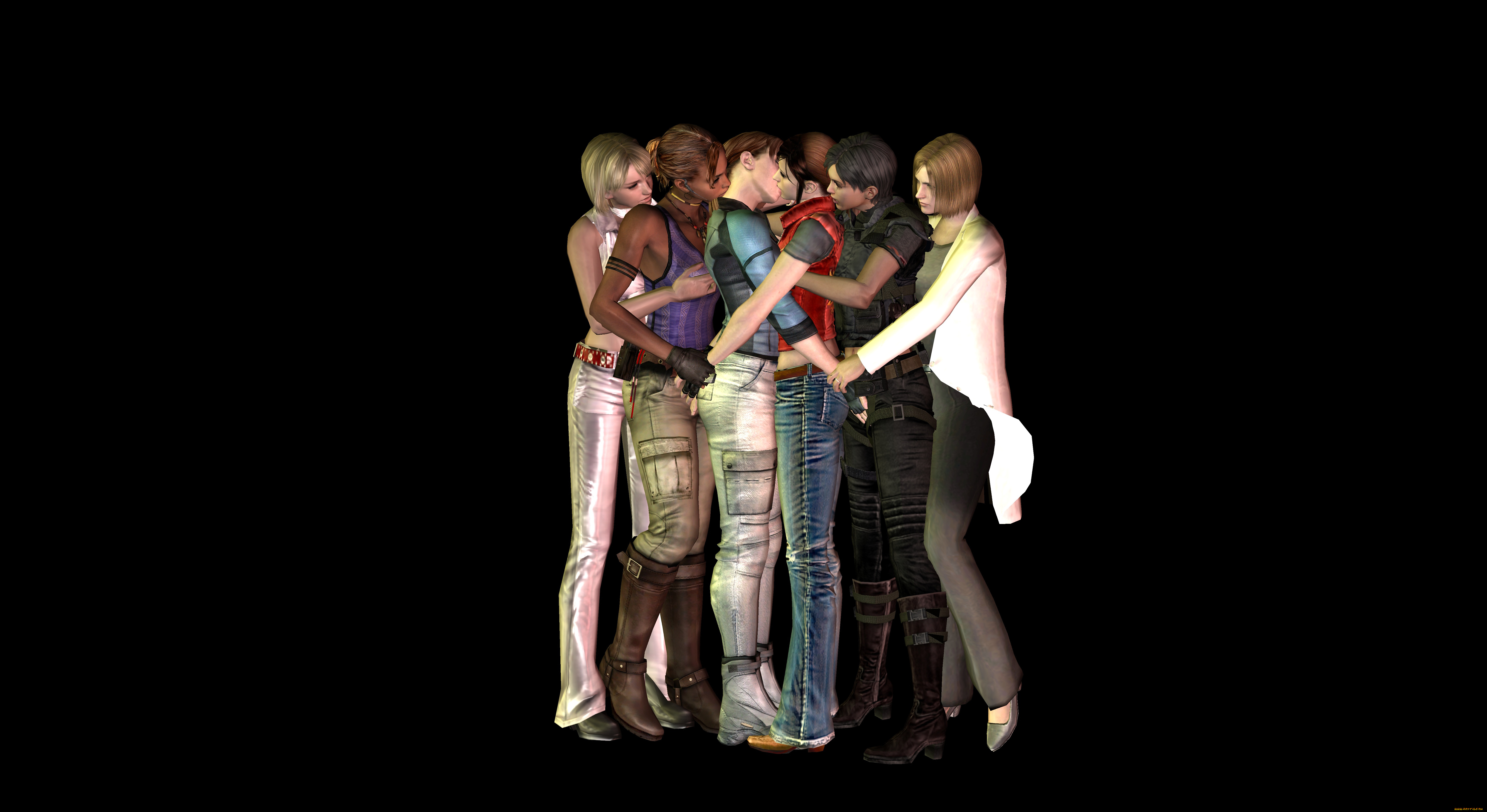 3д, графика, romance, девушки, парни, поцелуй