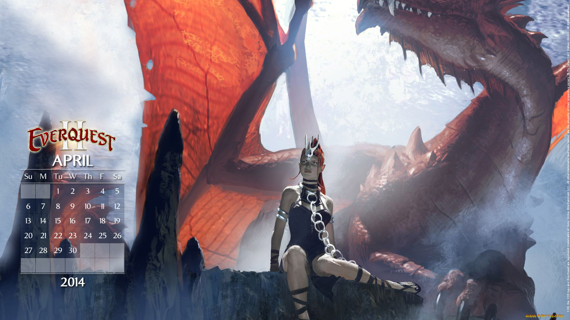 календари, видеоигры, воин, дракон