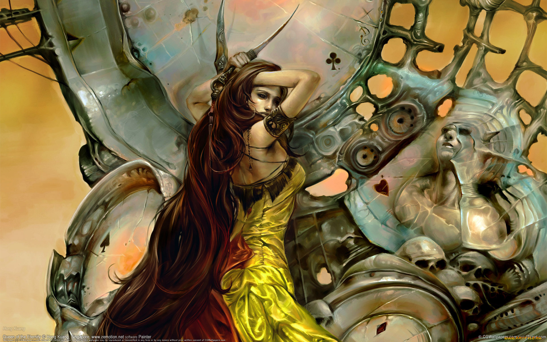 hong, kuang, фэнтези, красавицы, и, чудовища, hong, kuang, девушка, существо, черепа