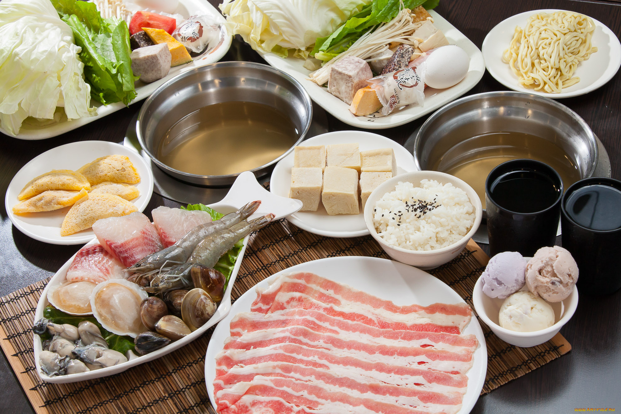 еда, разное, сыр, морепродукты, мороженое, рис, бекон