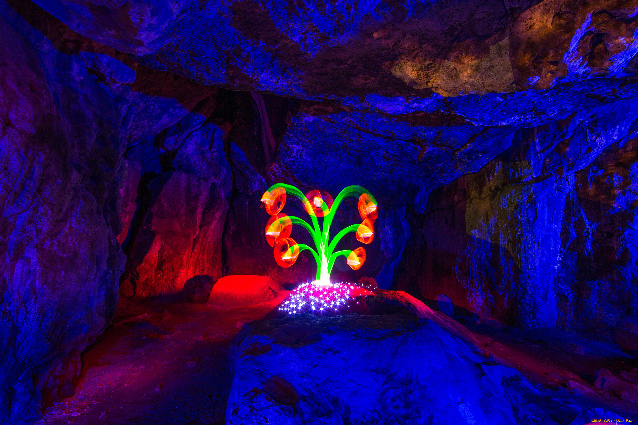разное, компьютерный, дизайн, цветок, пещера