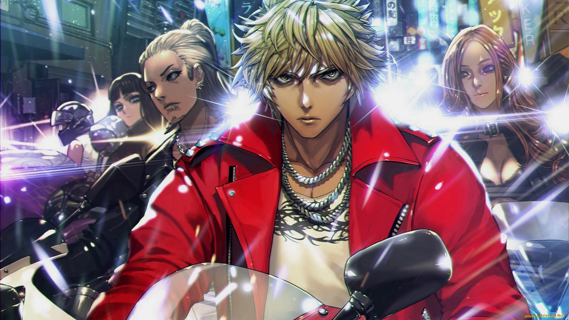 аниме, furyou, michi, gang, road, парни, арт, девушка