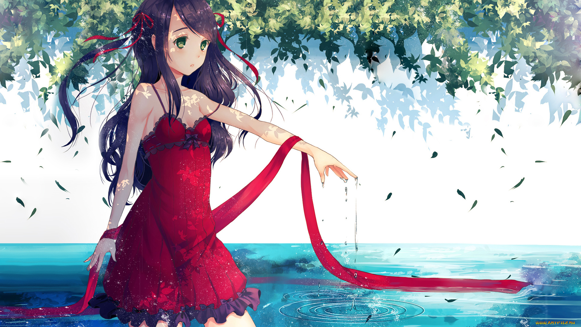 аниме, unknown, , другое, фон, взгляд, девушка