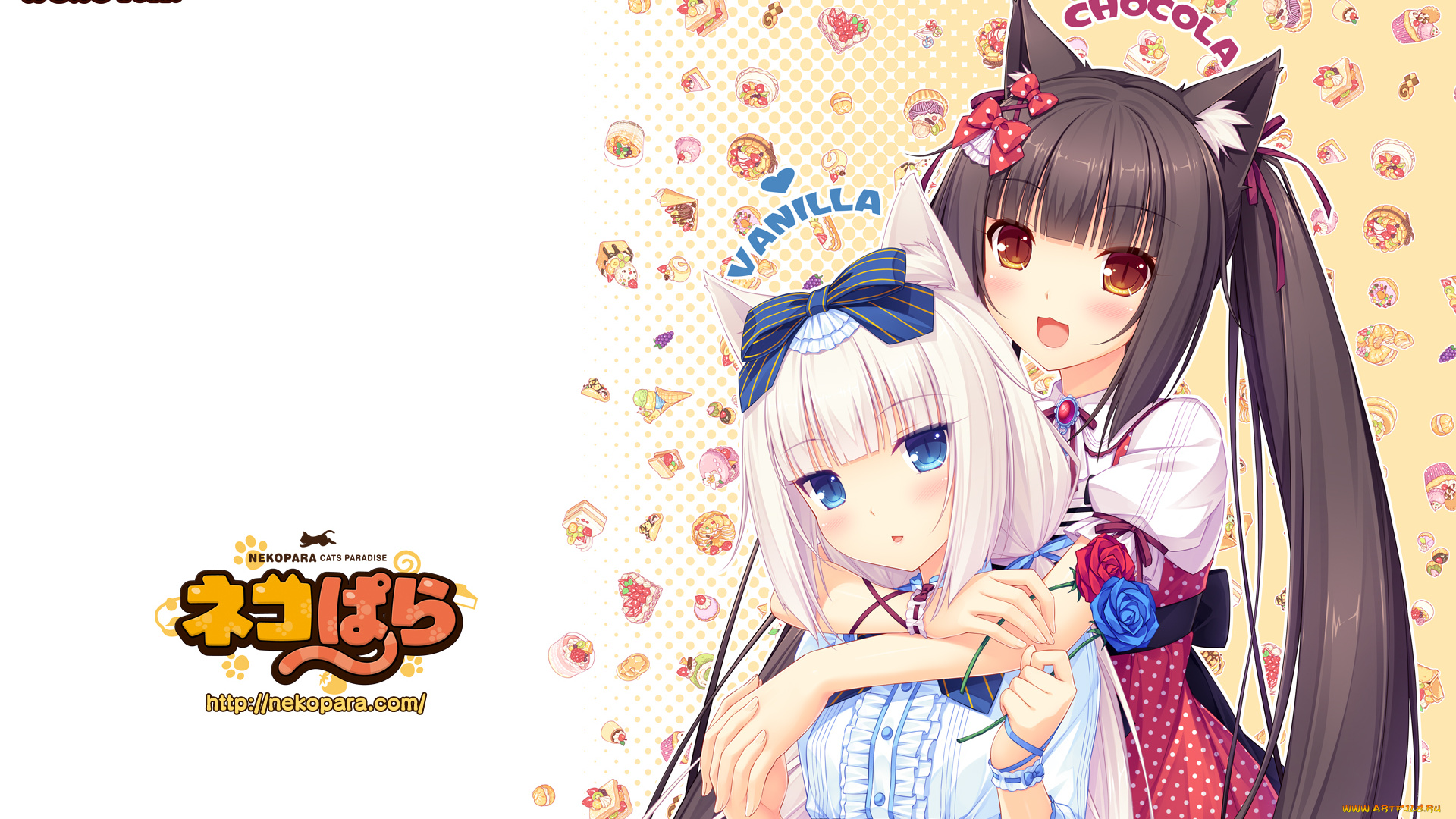 nekopara, аниме, фон, взгляд, девушки