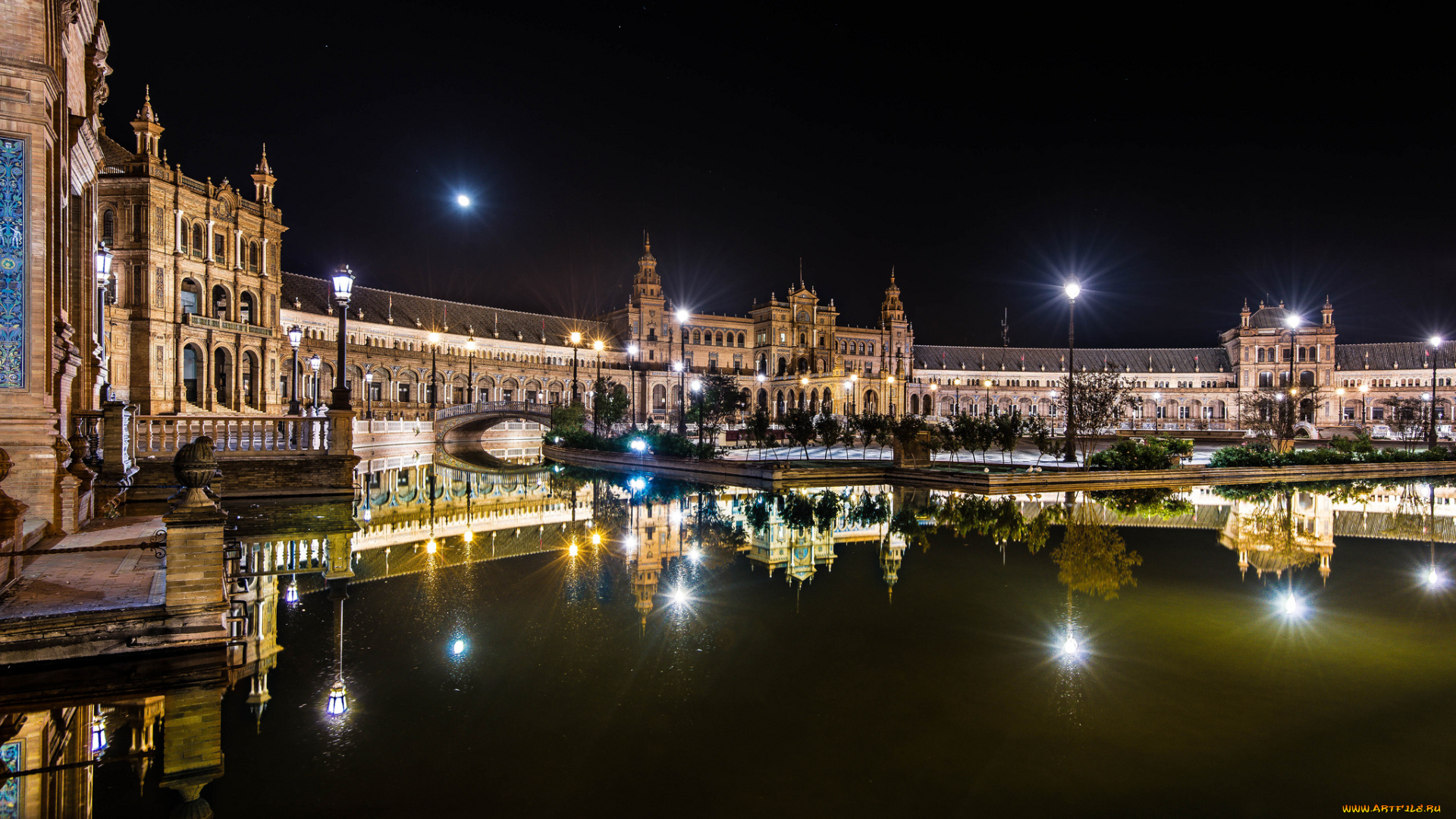 seville, города, севилья, , испания, ночь, дворец, площадь