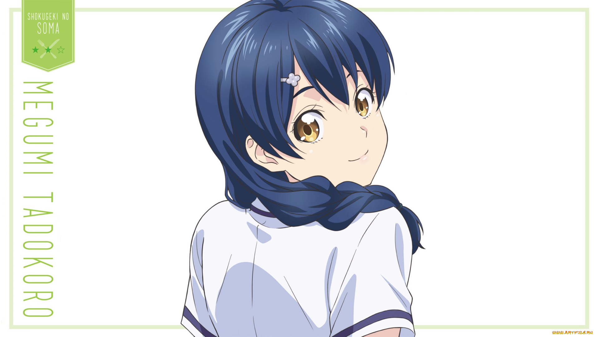 shokugeki, no, soma, аниме, фон, взгляд, девушка