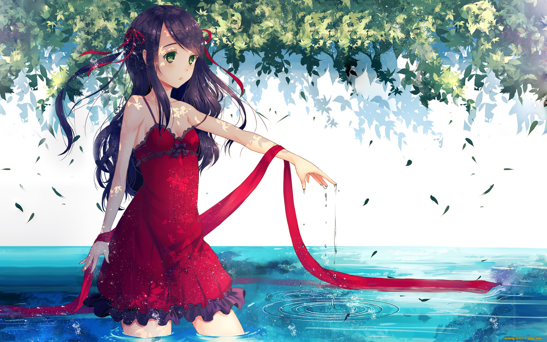 аниме, unknown, , другое, фон, взгляд, девушка