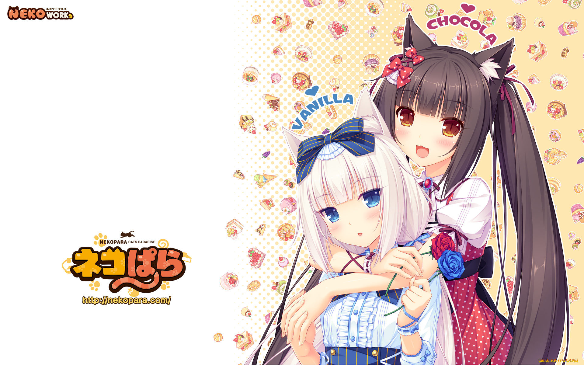 nekopara, аниме, фон, взгляд, девушки