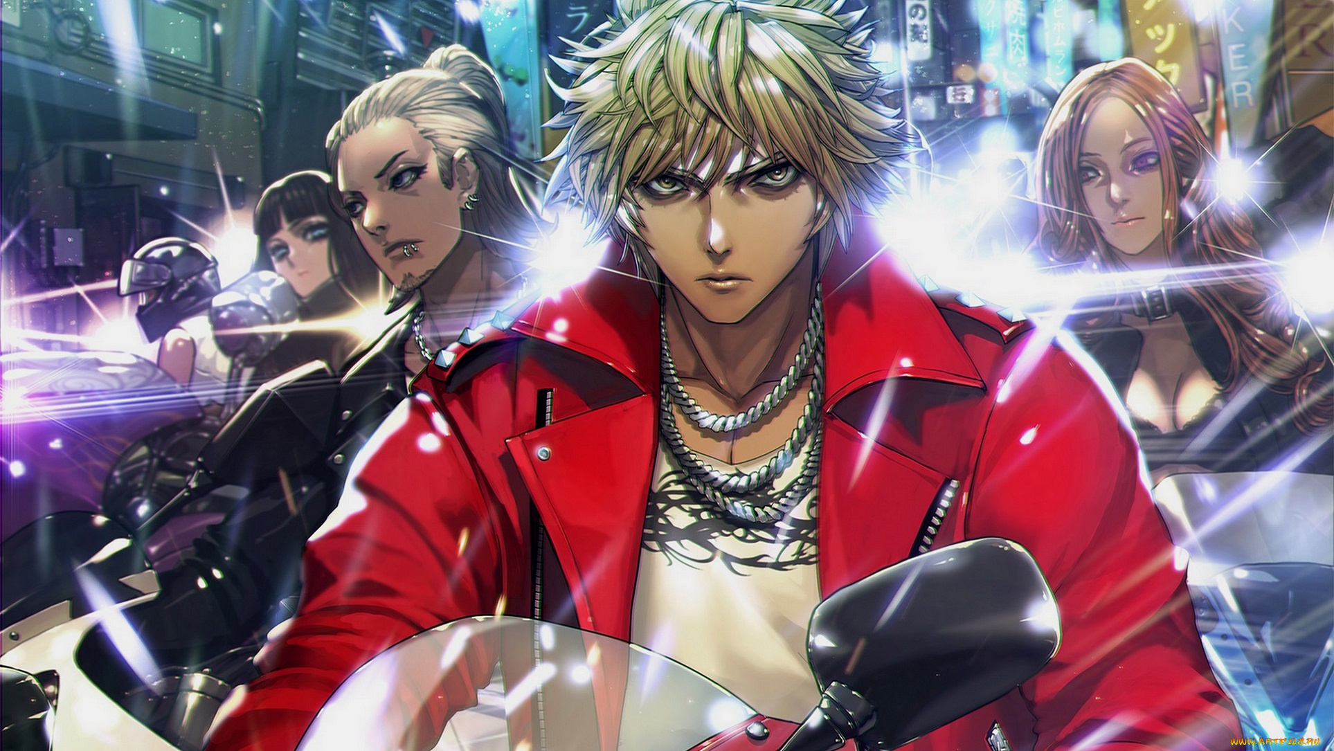 аниме, furyou, michi, gang, road, парни, арт, девушка