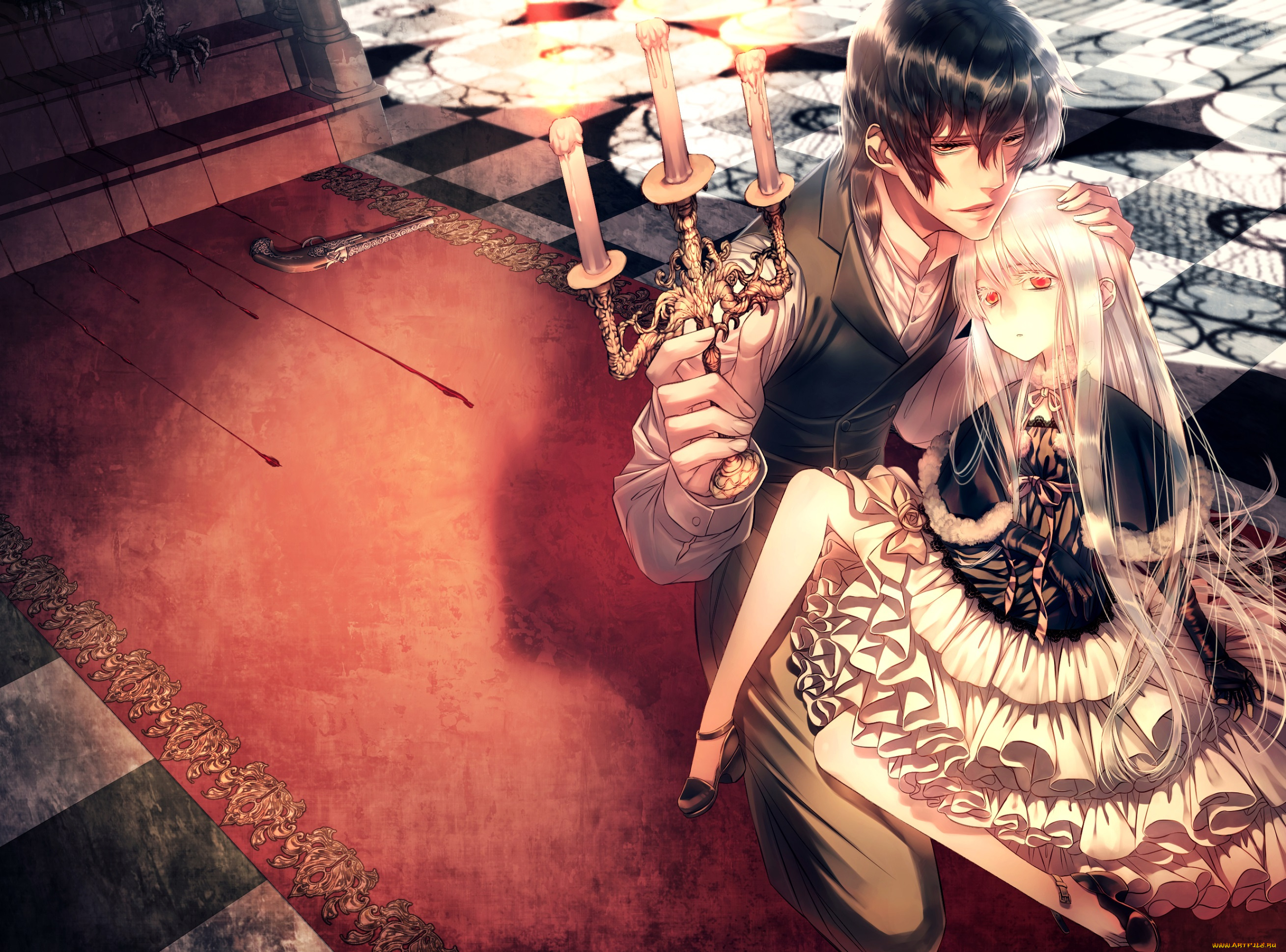 аниме, unknown, , другое, shijuuhachi, арт, пара, парень, девочка