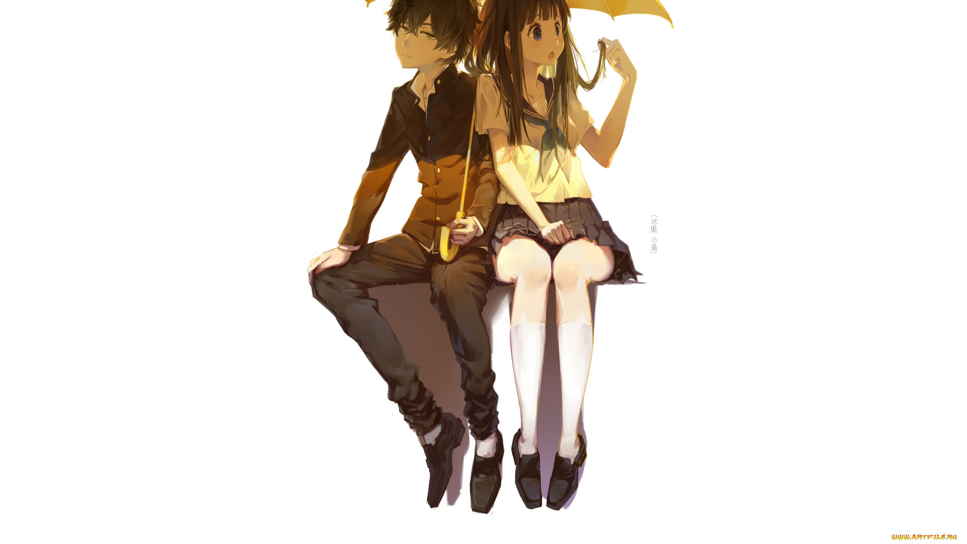 аниме, hyouka, девушка, фон, взгляд