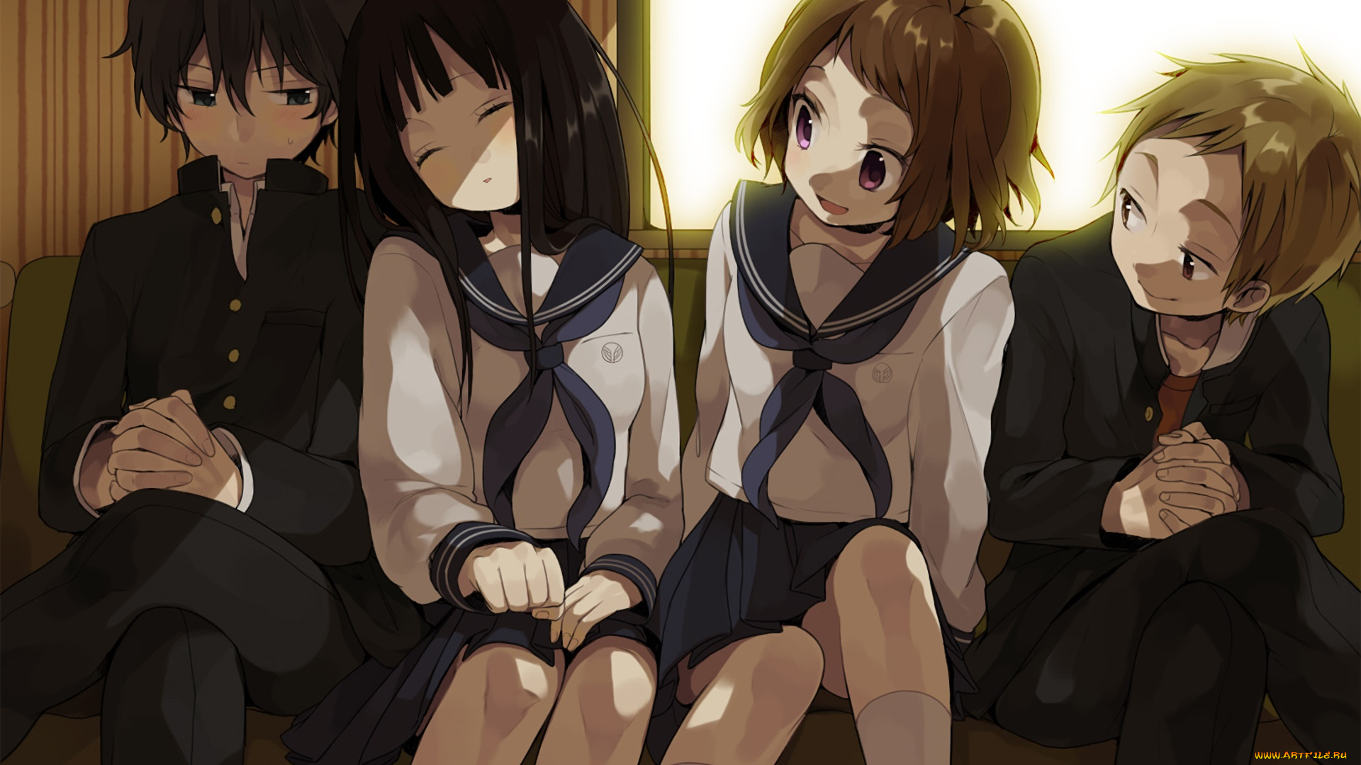 аниме, hyouka, фон, девушки, взгляд