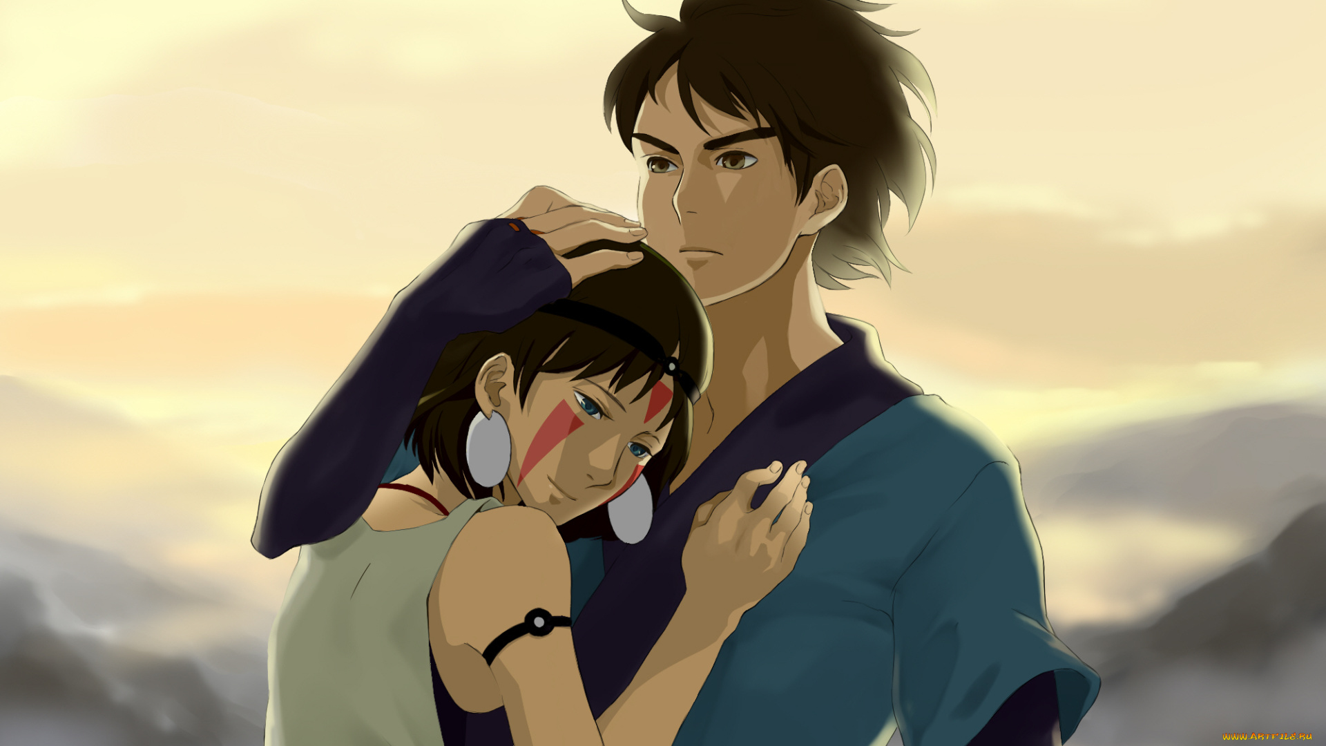 аниме, mononoke, hime, двое
