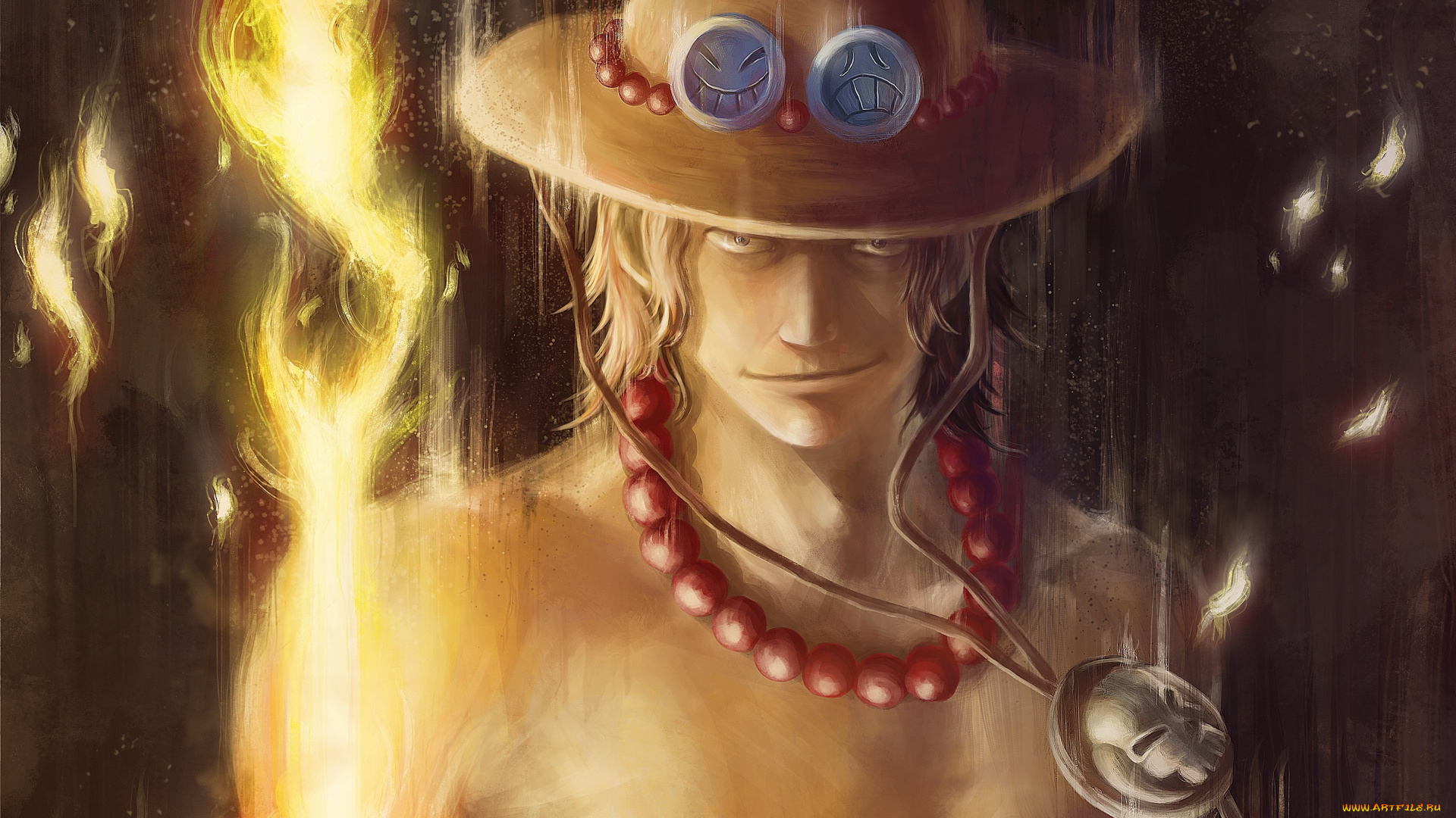 аниме, one, piece, парень, огонь