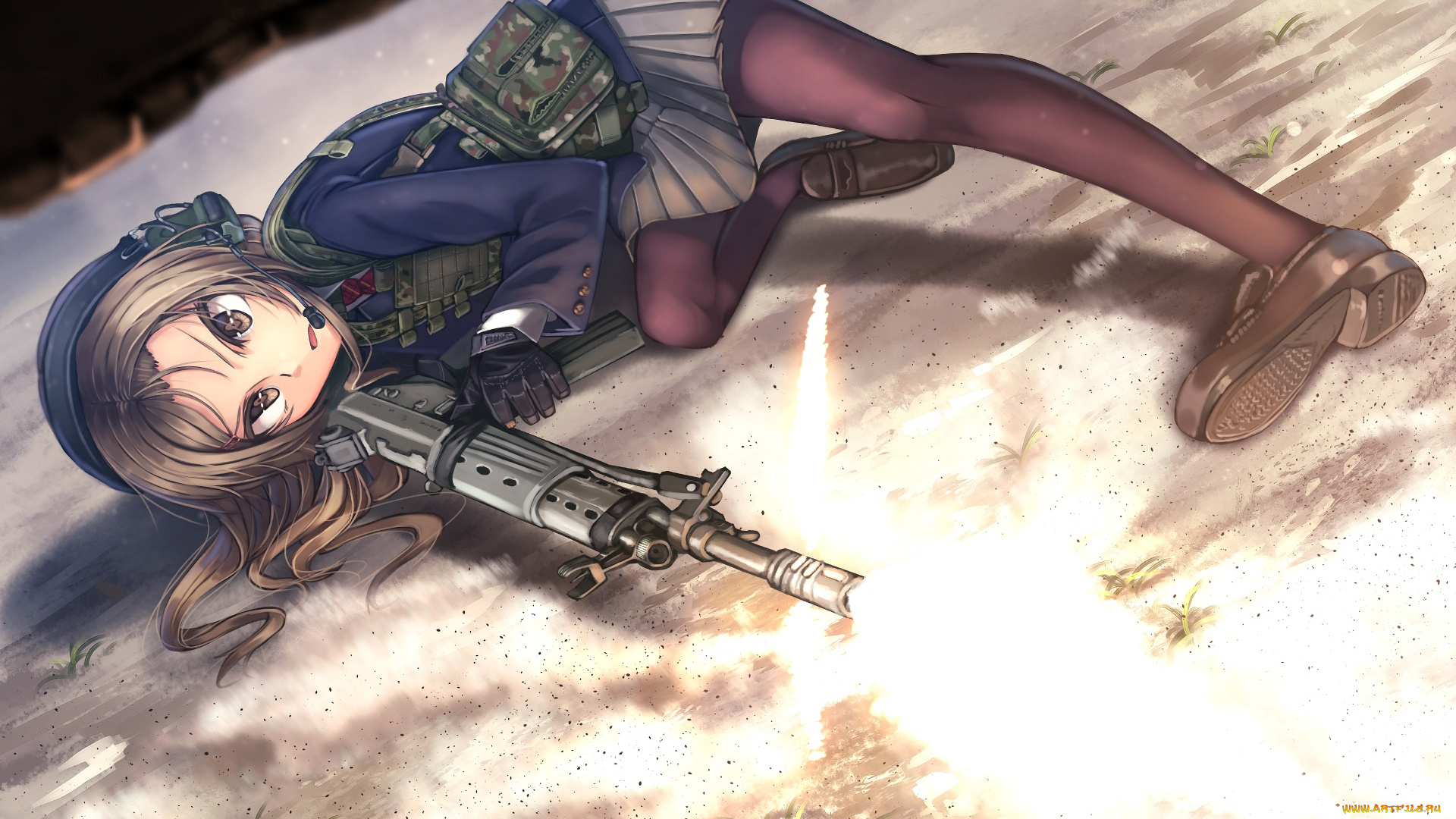 аниме, оружие, , техника, , технологии, фон, взгляд, девушка