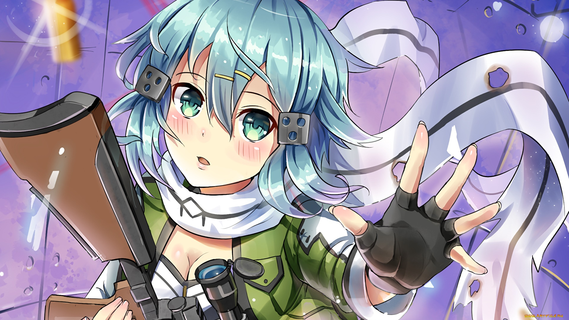 аниме, sword, art, online, девушка, взгляд, фон