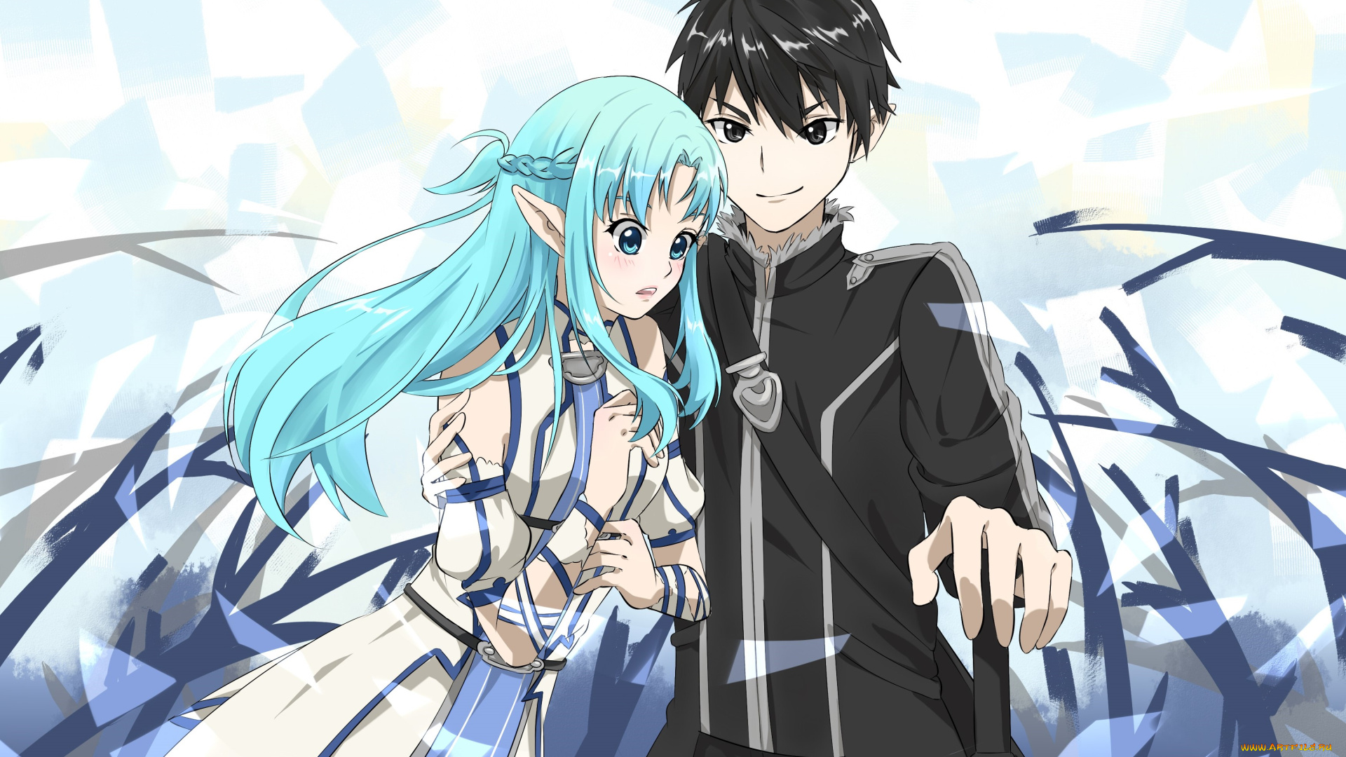 аниме, sword, art, online, девушка, взгляд, фон