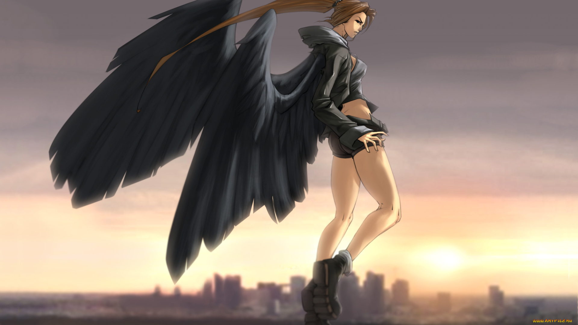 фэнтези, ангелы, крылья, фон, девушка