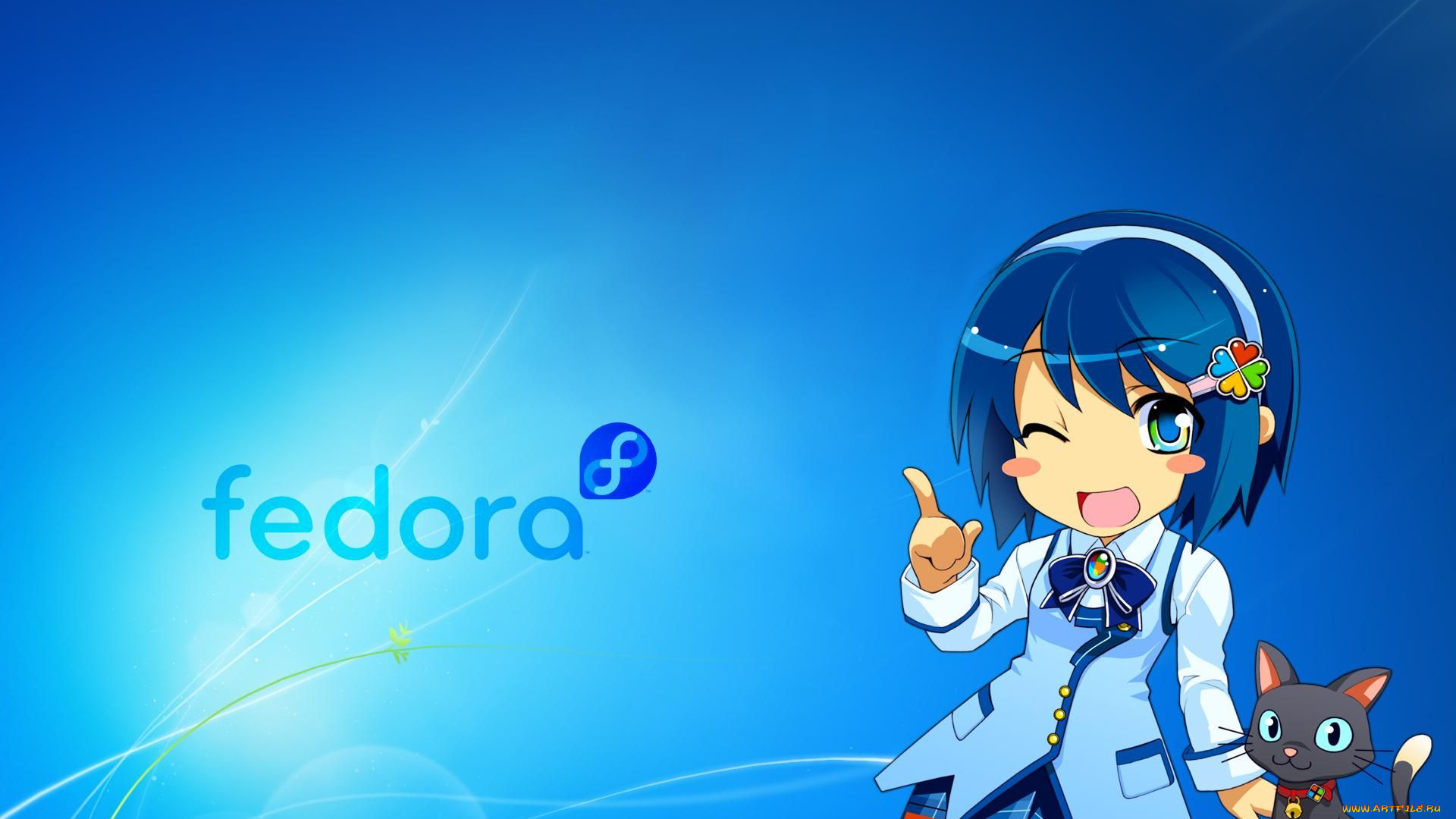 компьютеры, fedora, фон, логотип