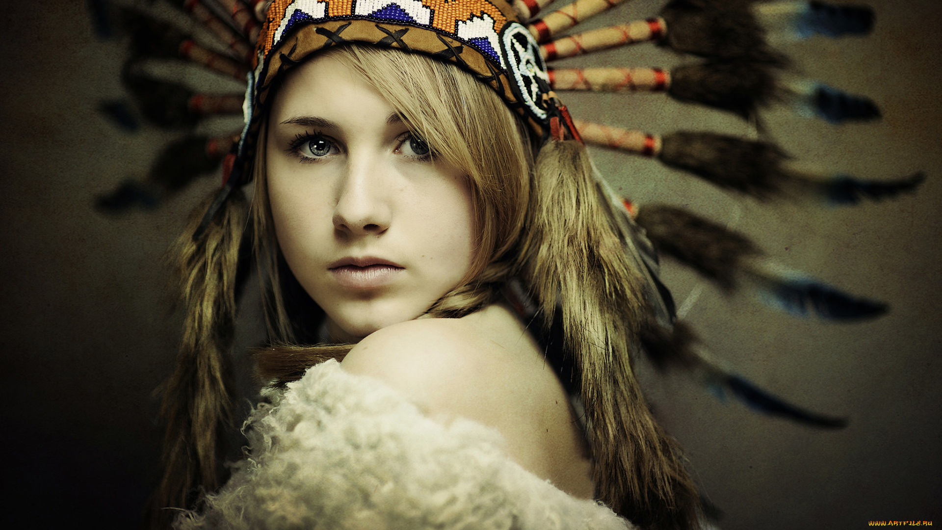 разное, cosplay, , косплей, дикий, запад, перья, индианка, девушка, портрет