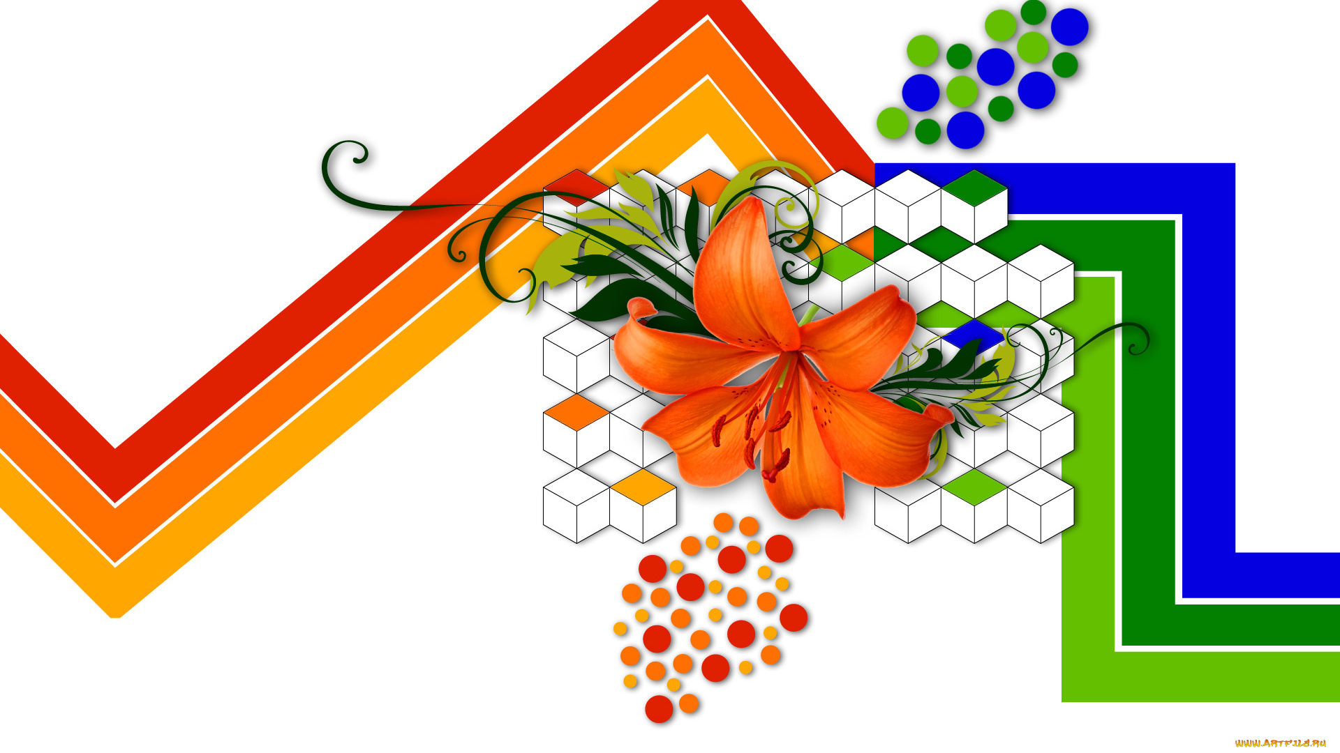 разное, компьютерный, дизайн, лилия