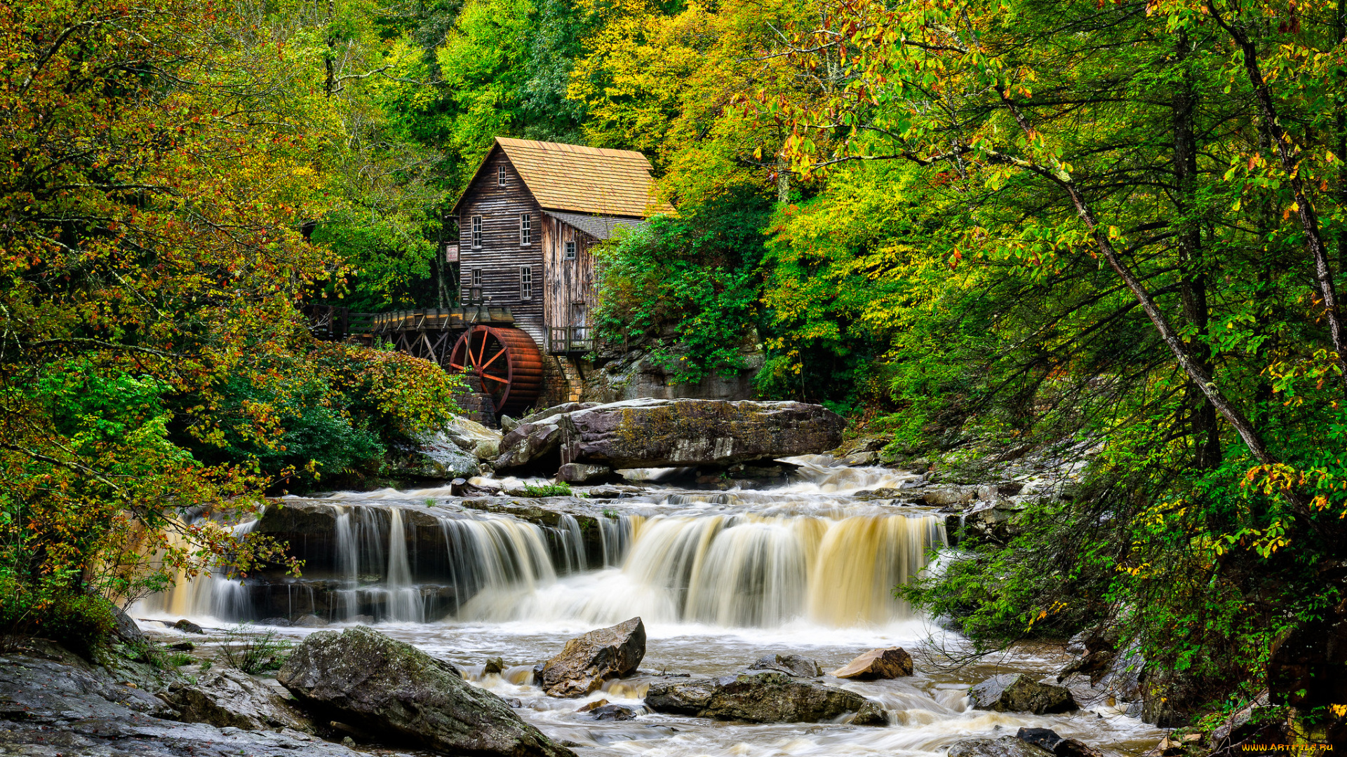 разное, мельницы, река, лес