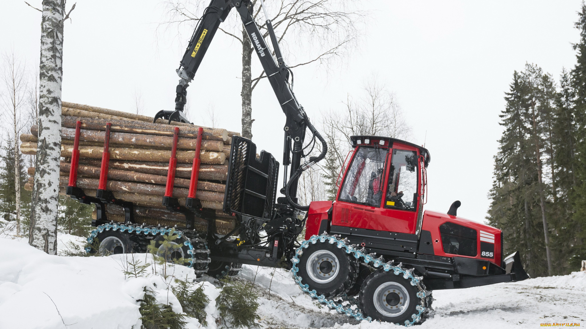 техника, лесоповалочная, техника, komatsu
