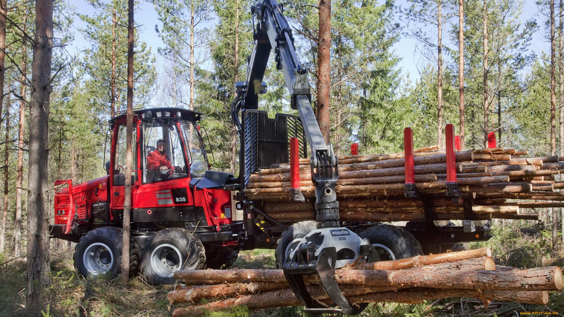 техника, лесоповалочная, техника, komatsu