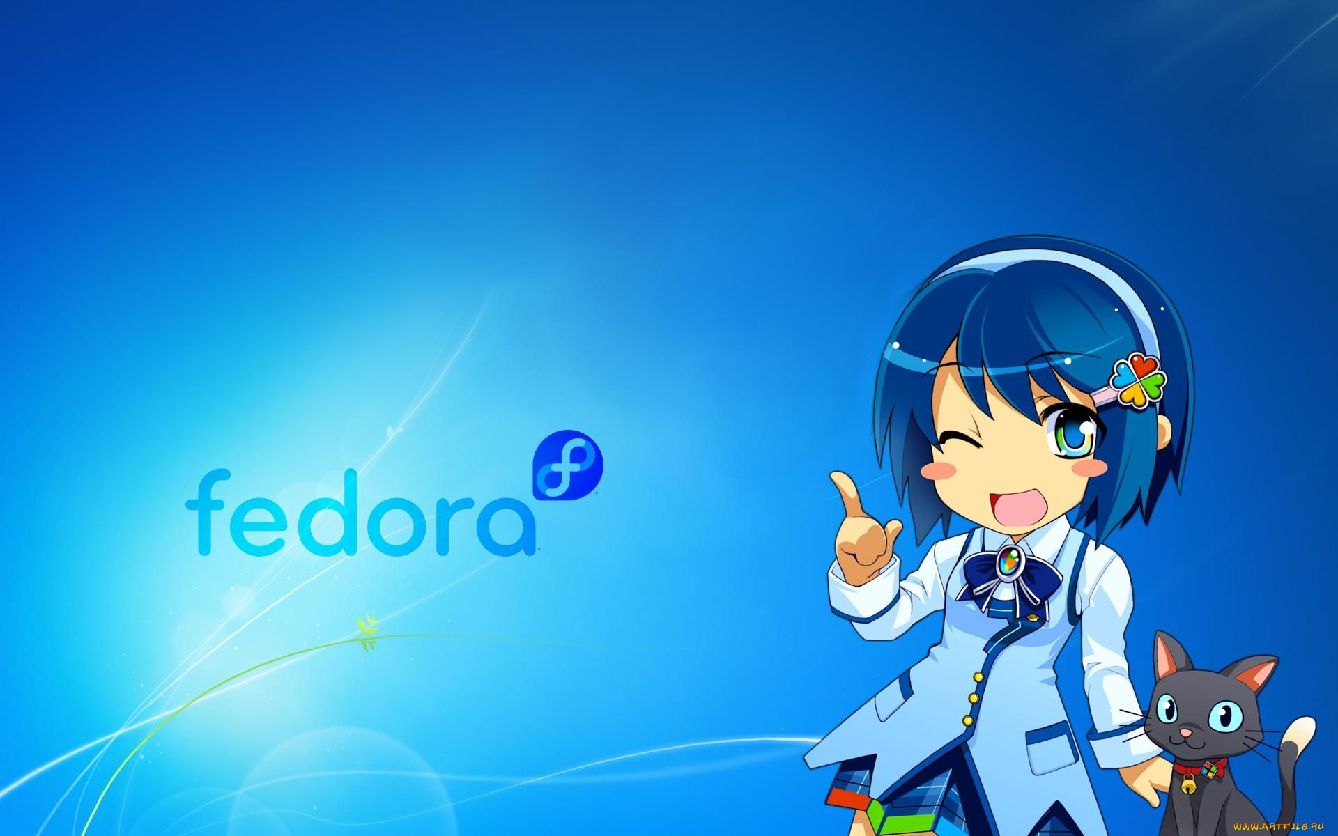 компьютеры, fedora, фон, логотип