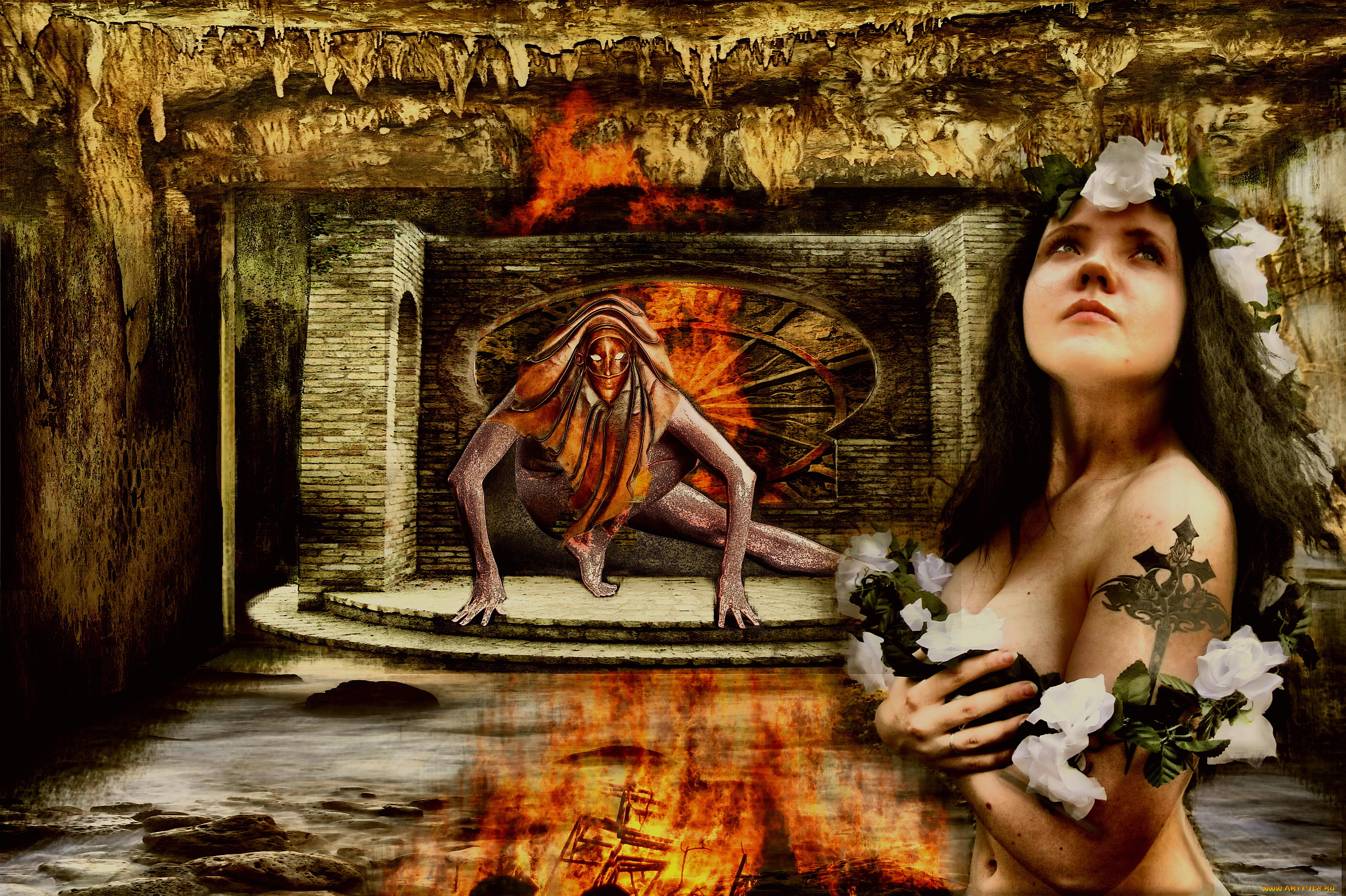 разное, компьютерный, дизайн, девушка, тату, фон