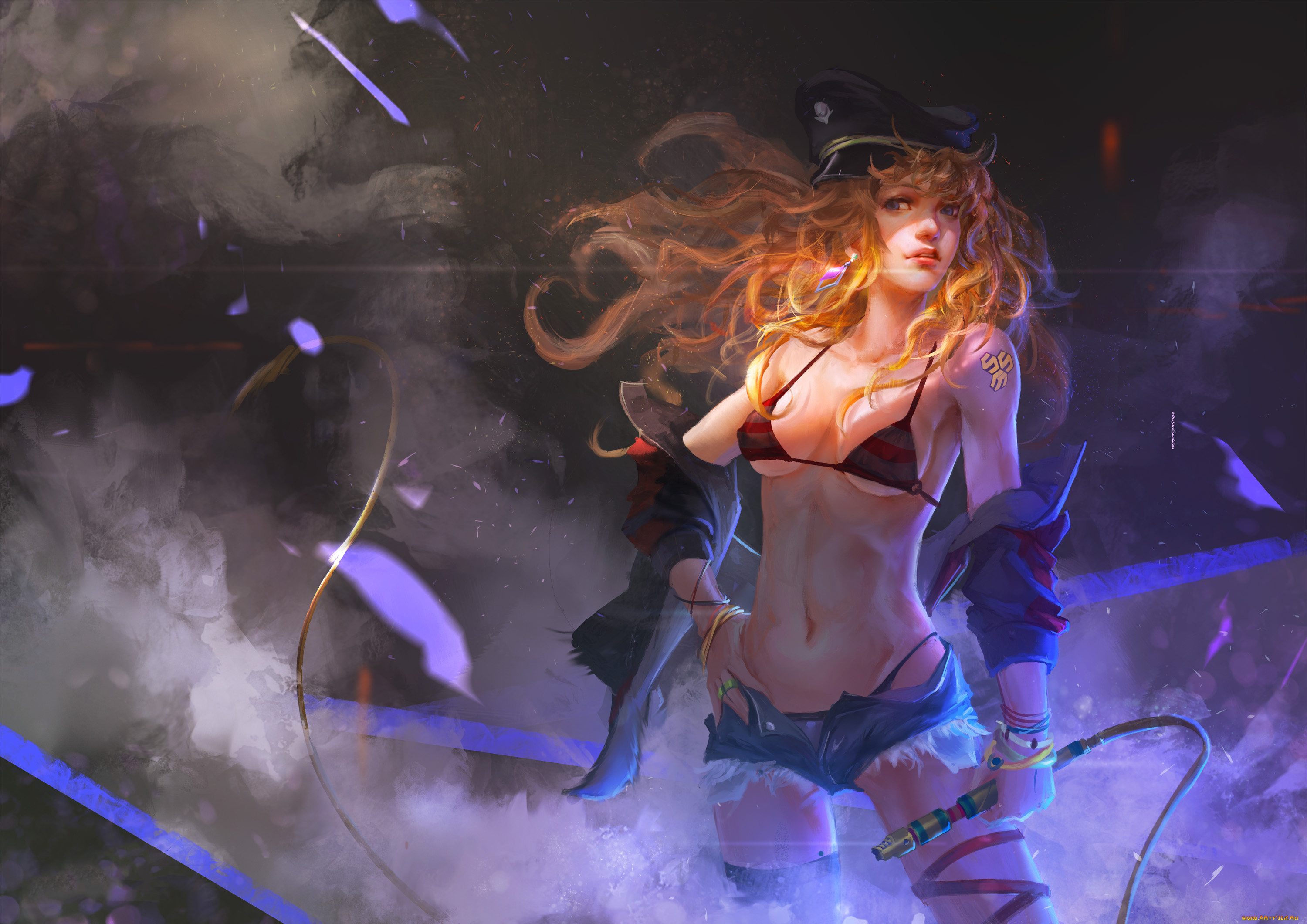 фэнтези, девушки, кнут, купальник, взгляд, фон, девушка