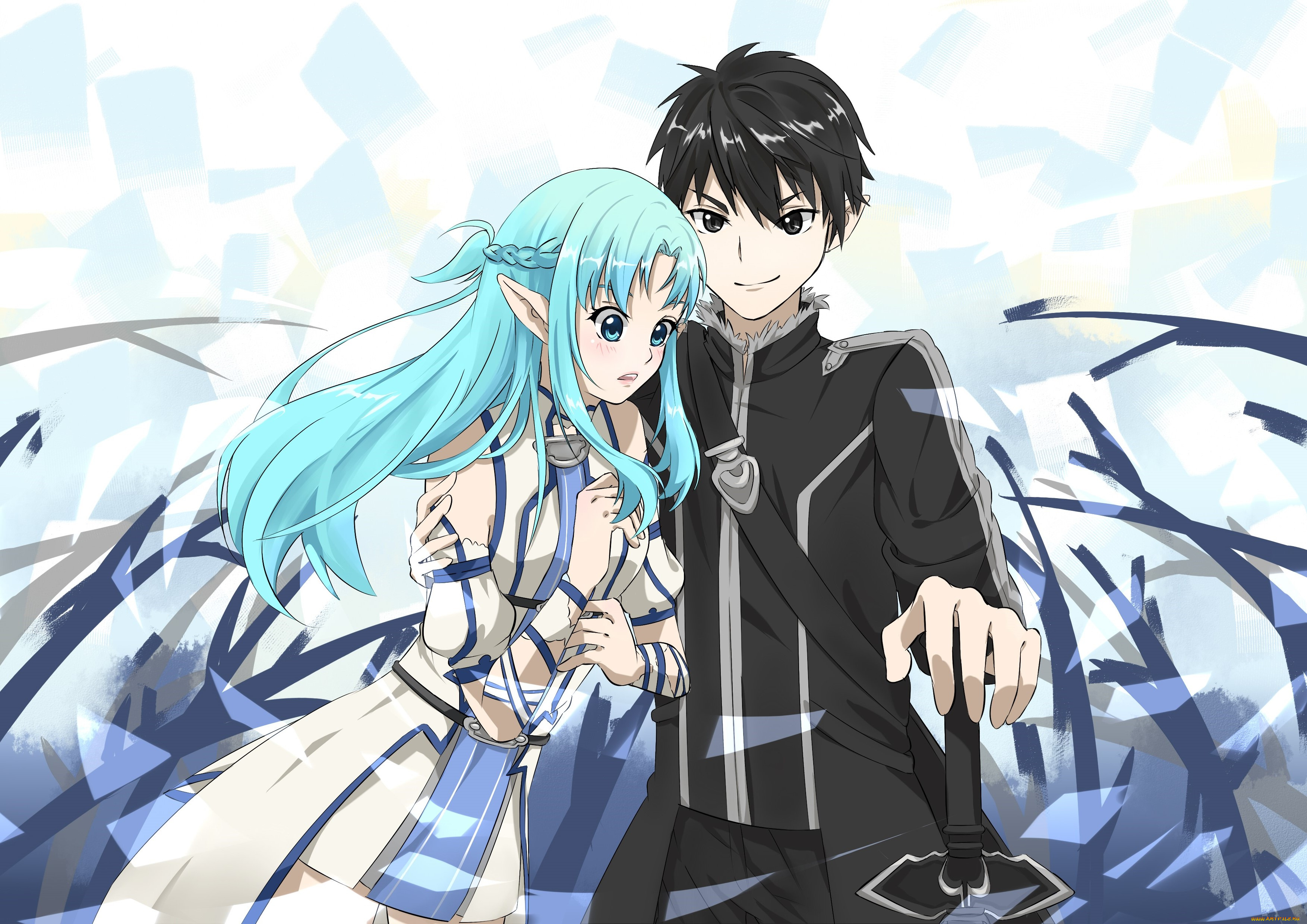 аниме, sword, art, online, девушка, взгляд, фон