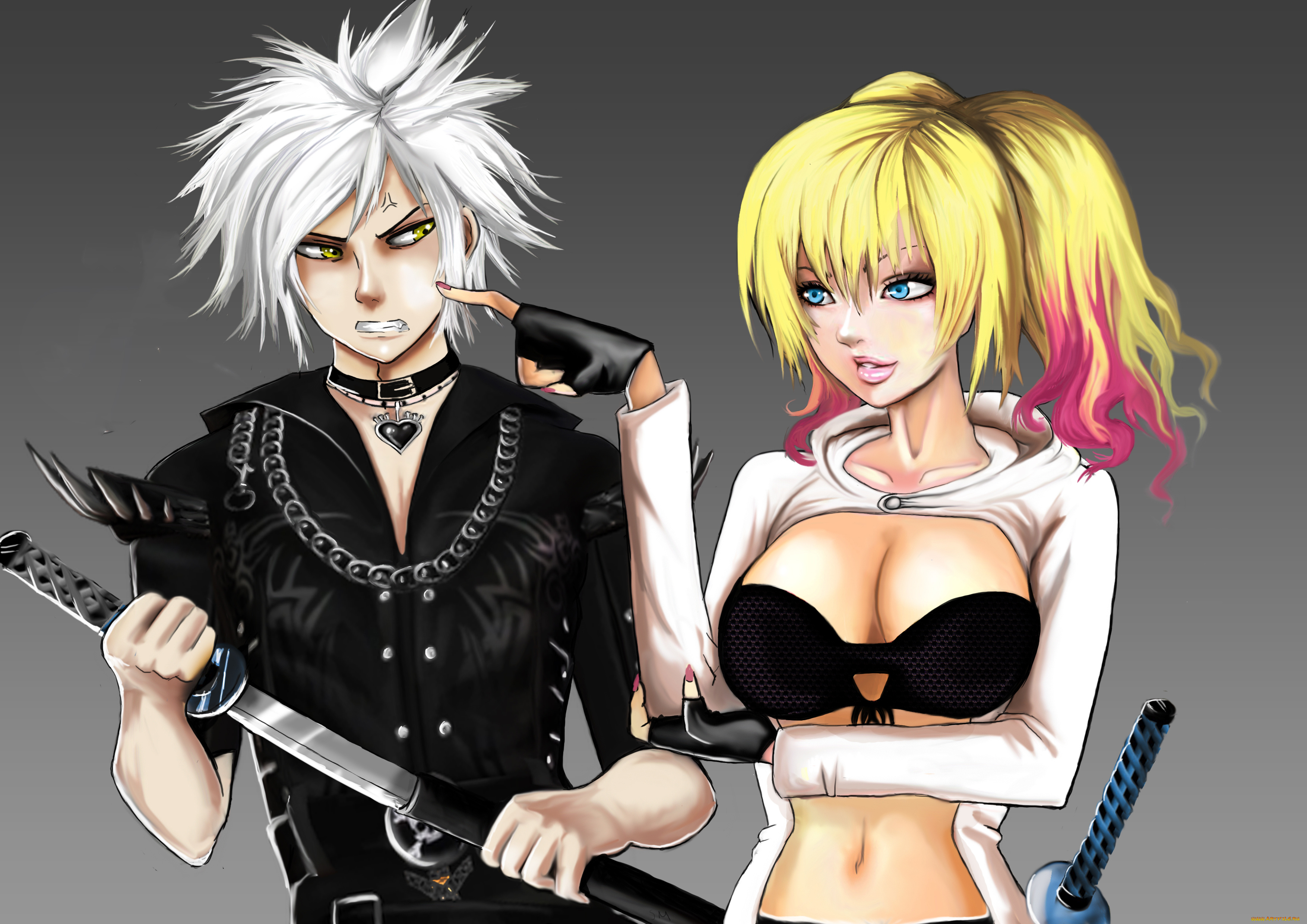 аниме, оружие, , техника, , технологии, мужчина, девушка, меч